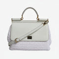 Dolce & Gabbana White Rafia Leather Top Handle Crossbody Bag Dolce & Gabbana