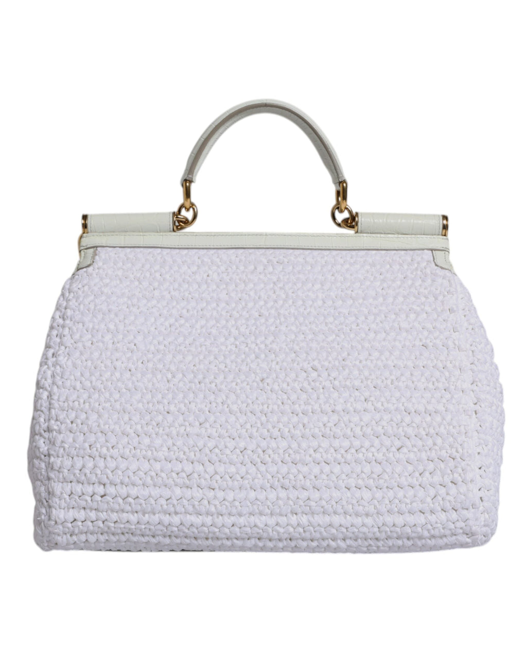 Dolce & Gabbana White Rafia Leather Top Handle Crossbody Bag II Dolce & Gabbana