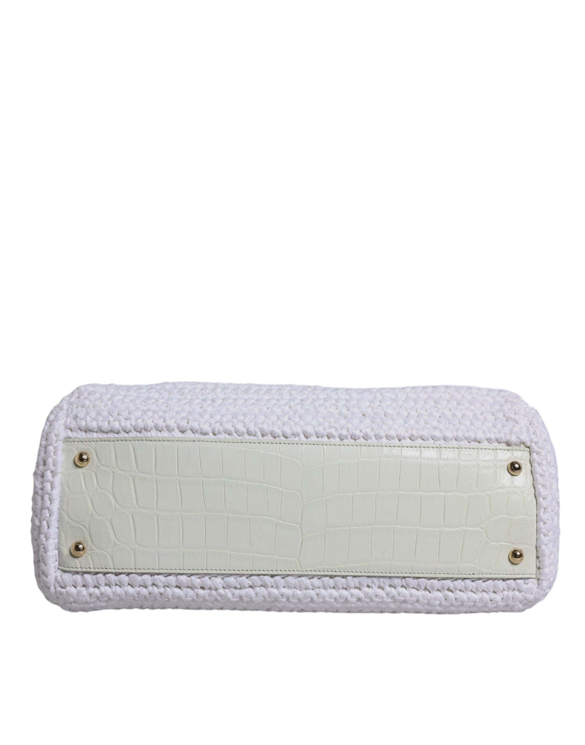 Dolce & Gabbana White Rafia Leather Top Handle Crossbody Bag II Dolce & Gabbana