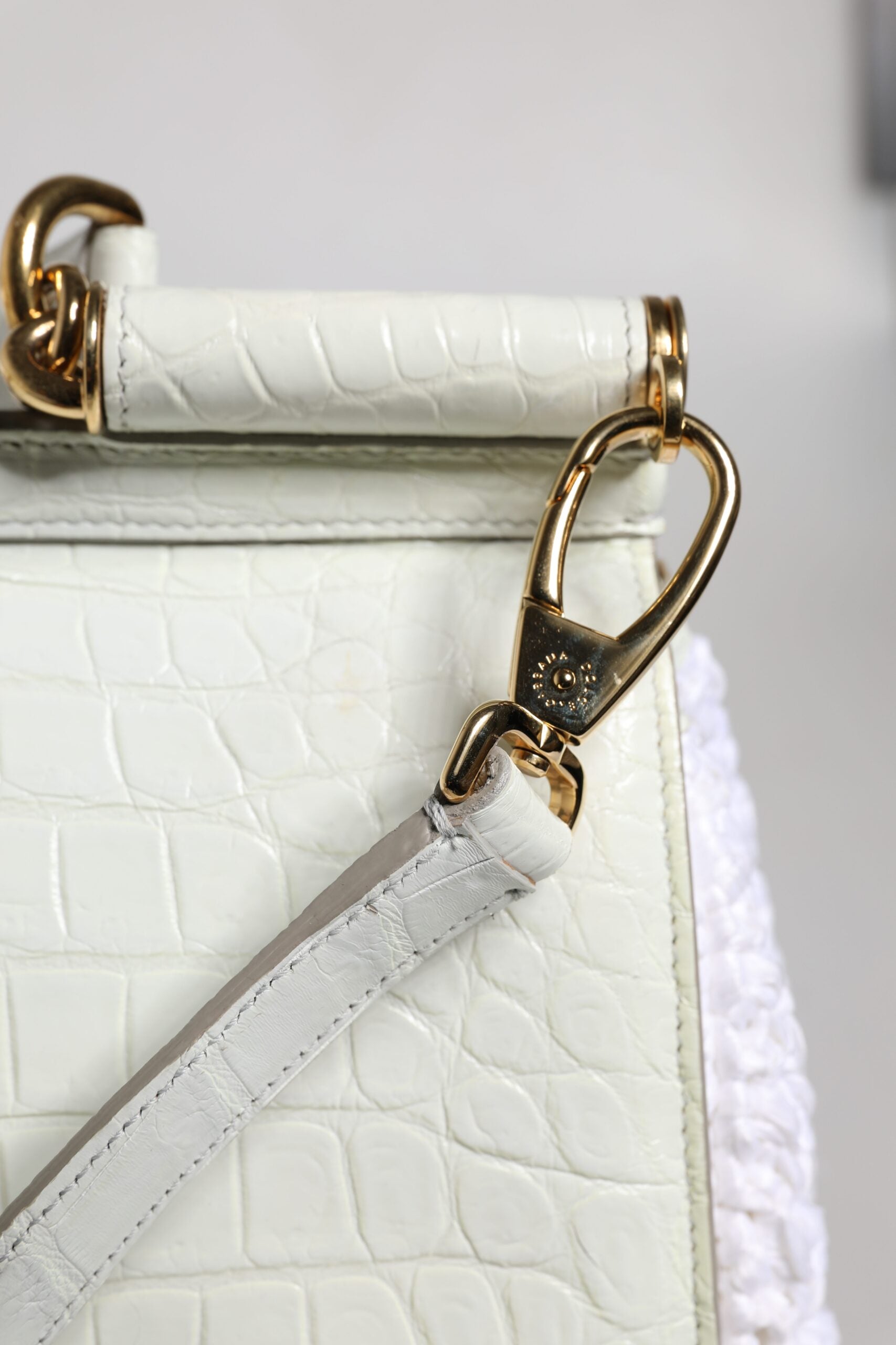 Dolce & Gabbana White Rafia Leather Top Handle Crossbody Bag II Dolce & Gabbana