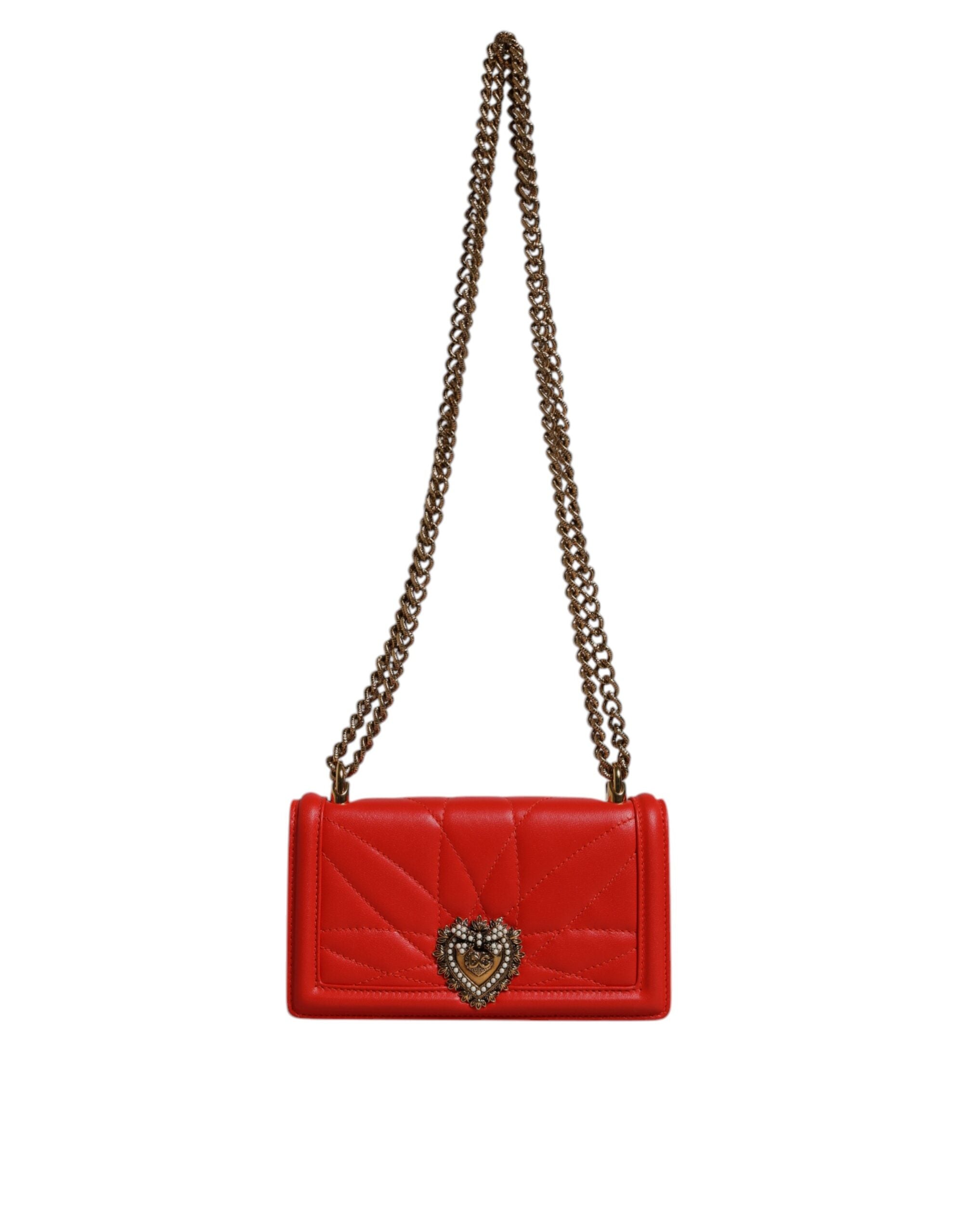 Dolce & Gabbana Red Quilted Devotion Crossbody Chain Phone Bag Dolce & Gabbana