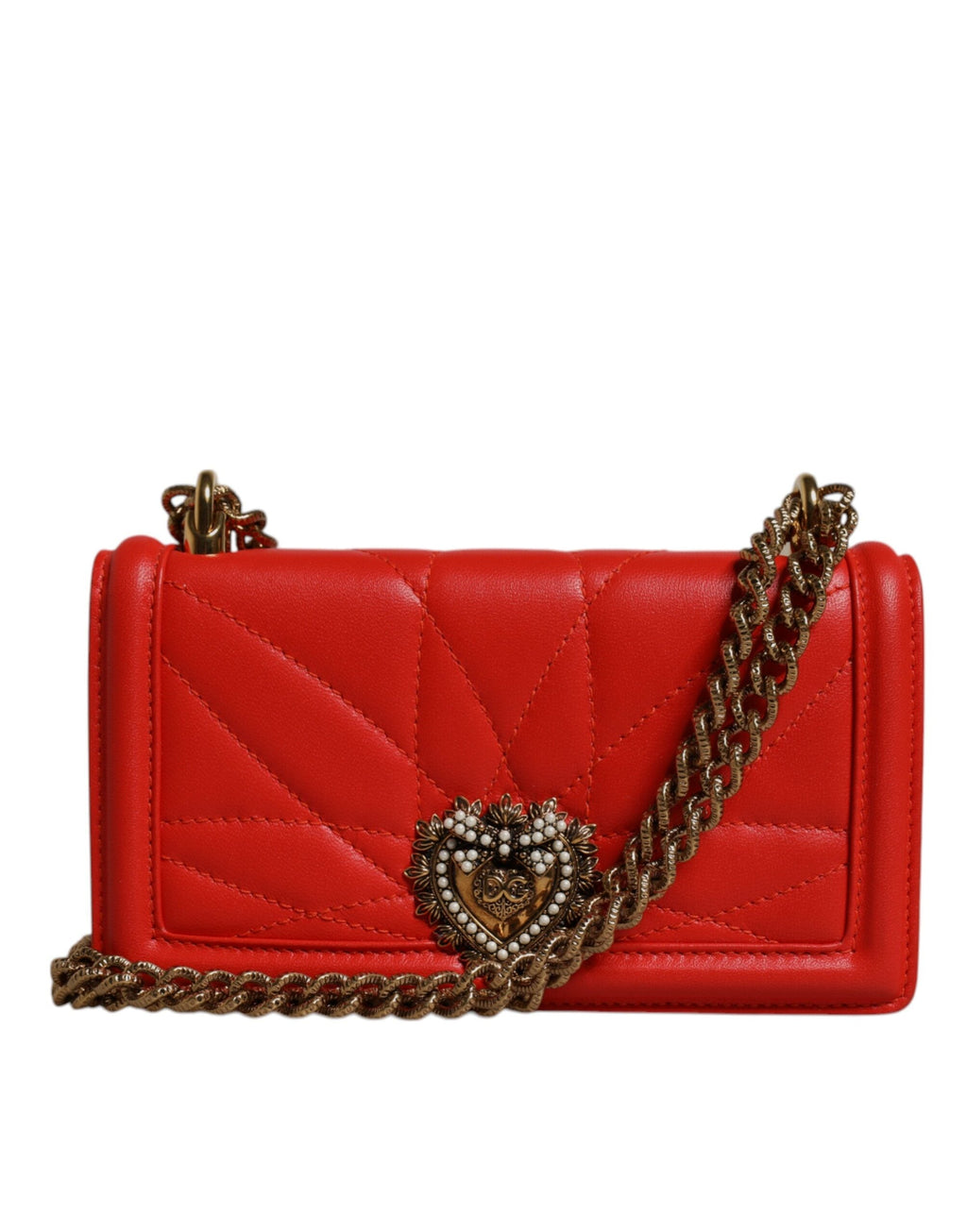 Dolce & Gabbana Red Quilted Devotion Crossbody Chain Phone Bag Dolce & Gabbana