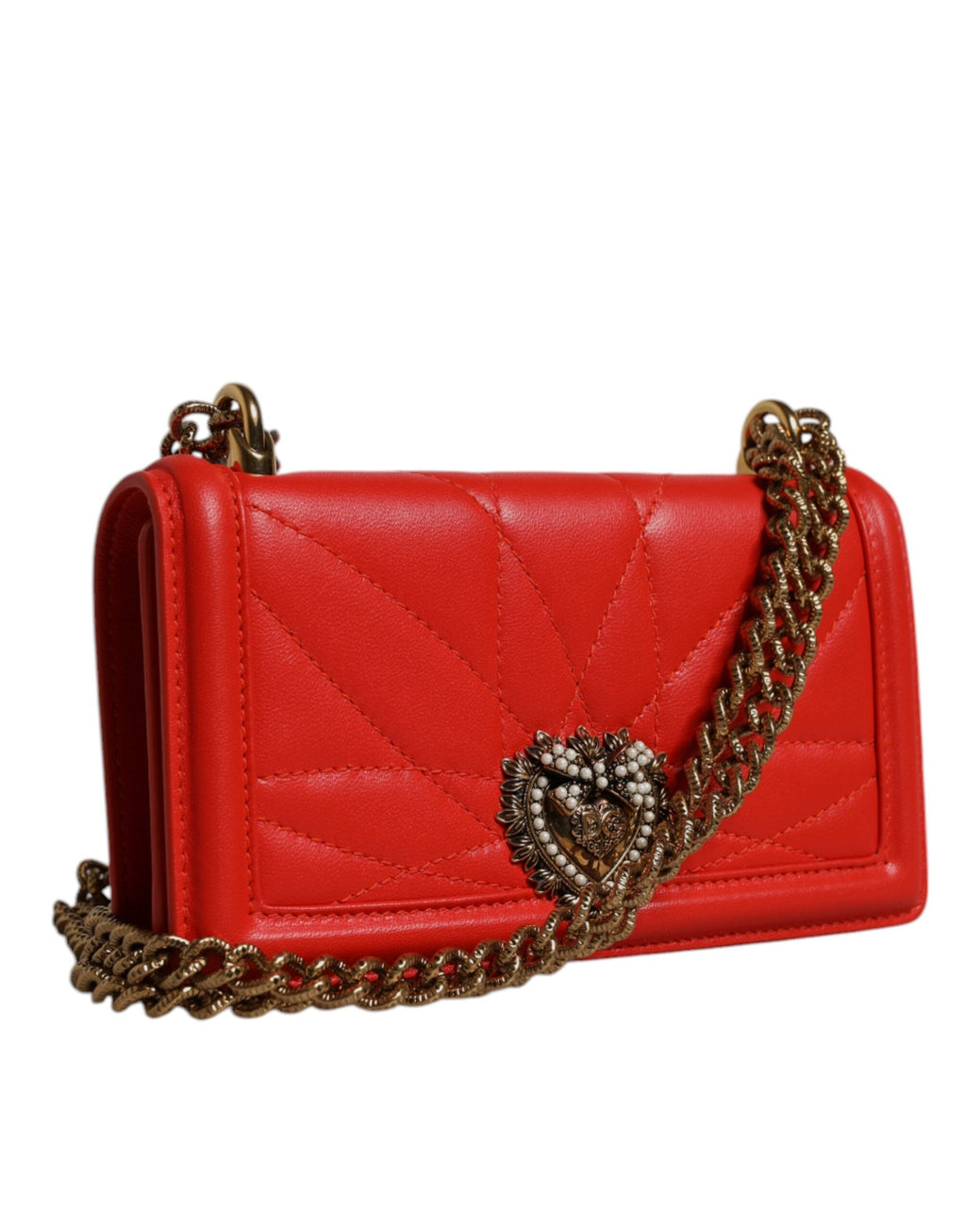 Dolce & Gabbana Red Quilted Devotion Crossbody Chain Phone Bag Dolce & Gabbana