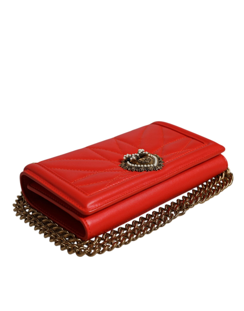 Dolce & Gabbana Red Quilted Devotion Crossbody Chain Phone Bag Dolce & Gabbana