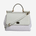 Dolce & Gabbana White Rafia Leather Top Handle Crossbody Bag Dolce & Gabbana
