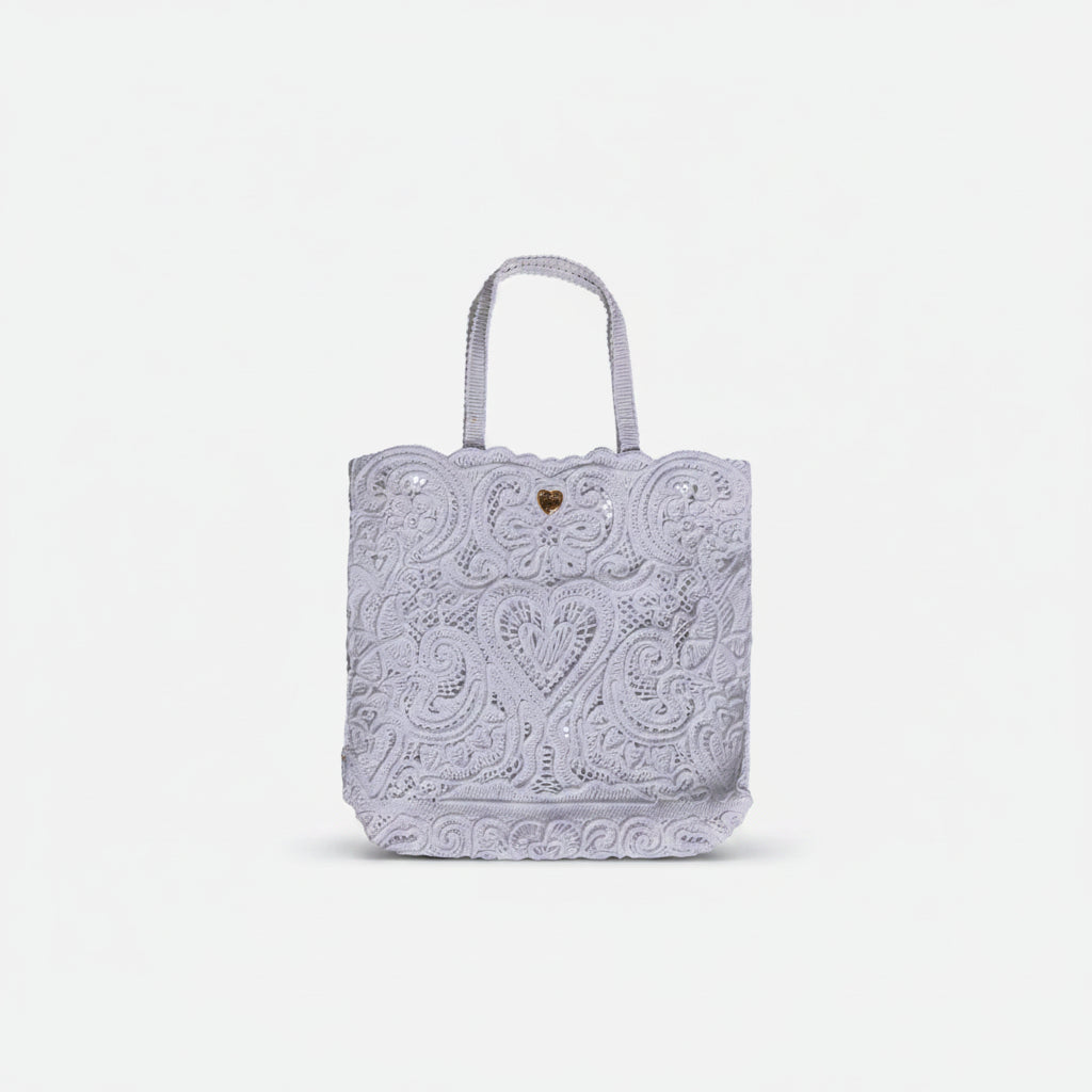 Dolce & Gabbana White Cordonetto Lace Beatrice Tote Shopping Bag Dolce & Gabbana
