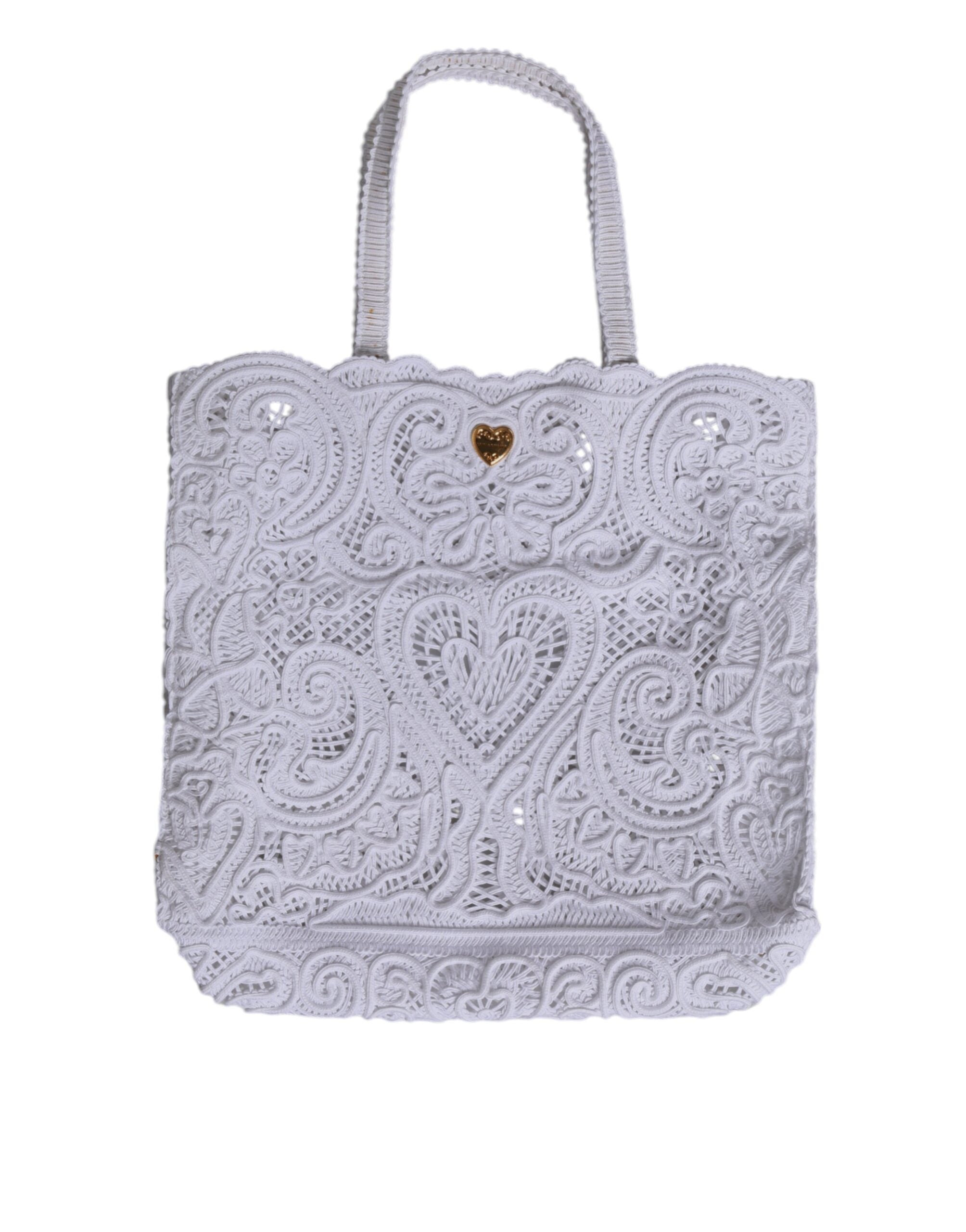 Dolce & Gabbana White Cordonetto Lace Beatrice Tote Shopping Bag Dolce & Gabbana