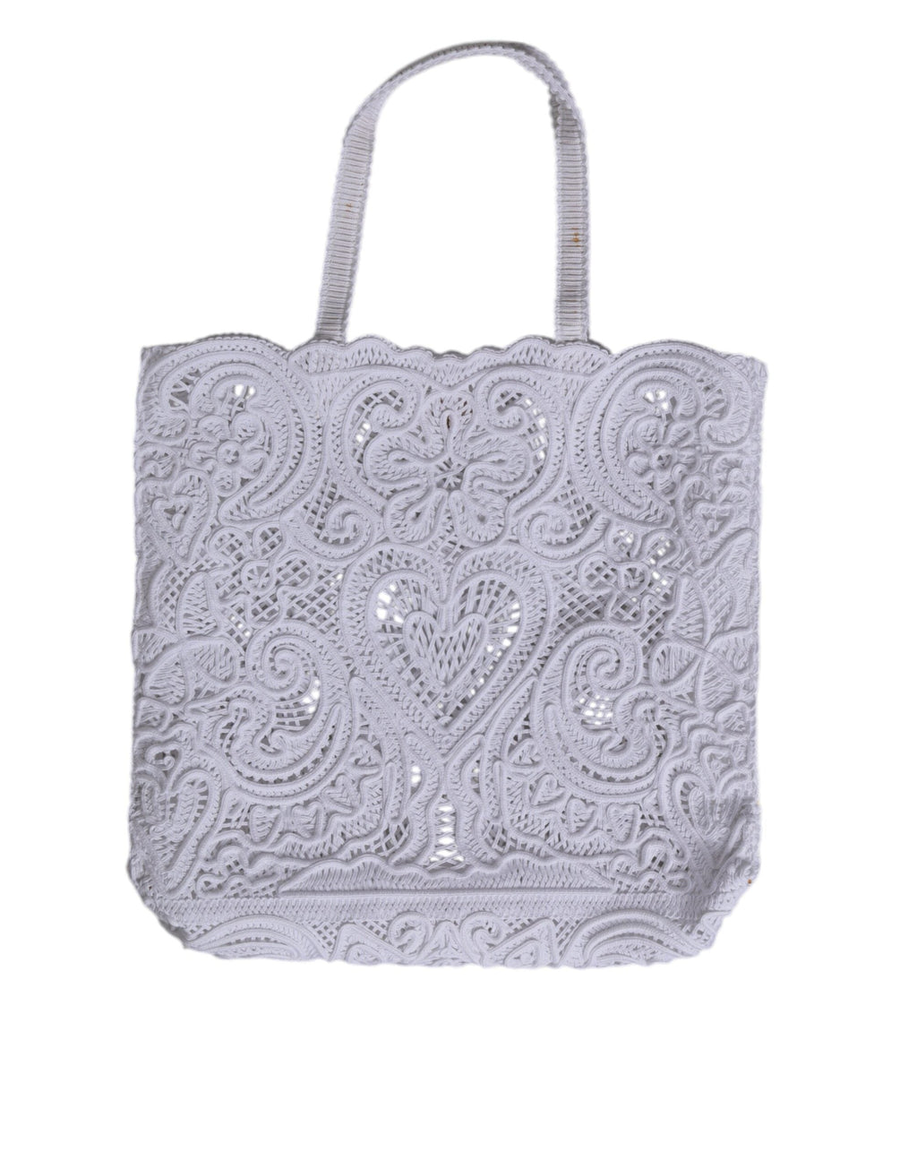 Dolce & Gabbana White Cordonetto Lace Beatrice Tote Shopping Bag Dolce & Gabbana