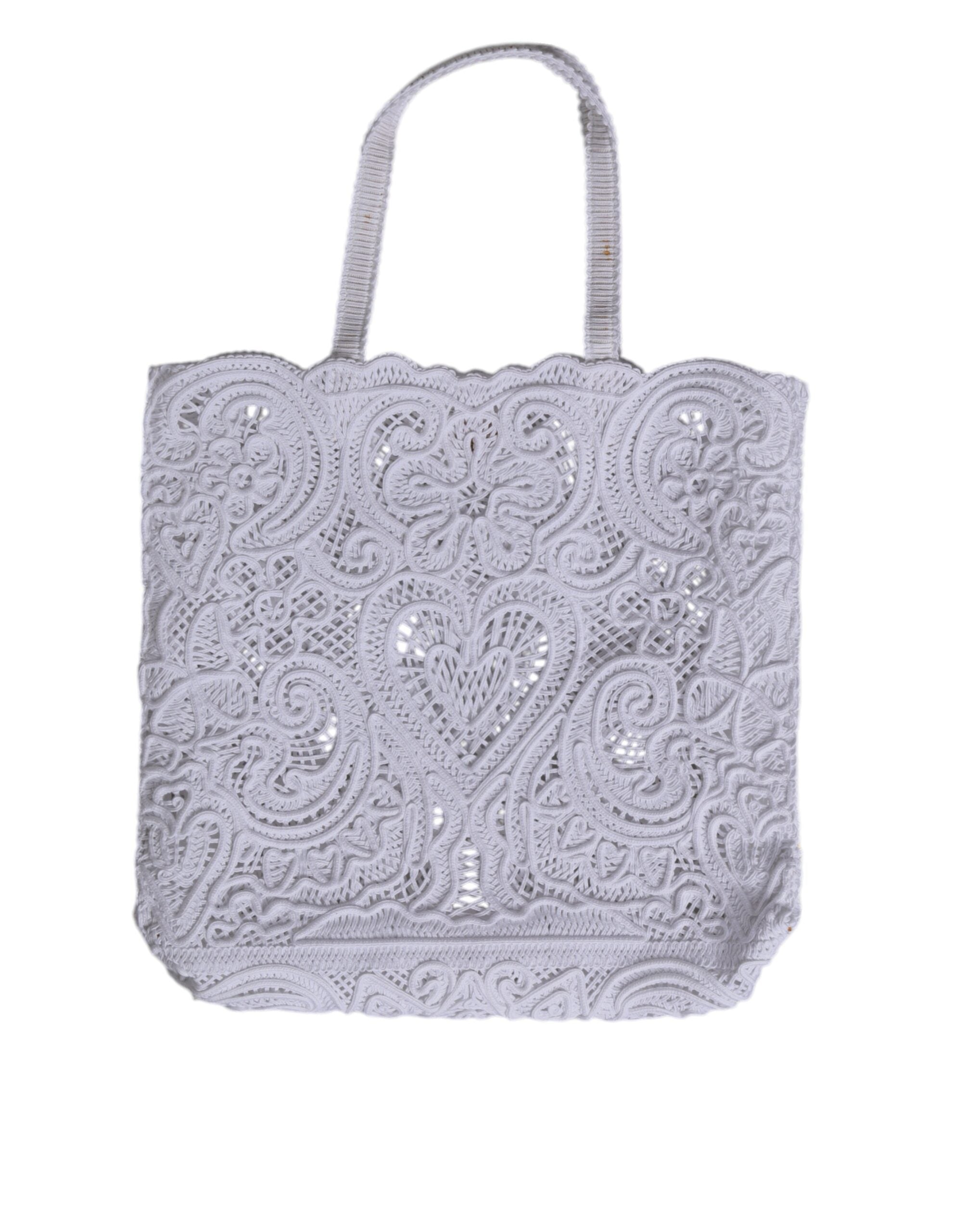 Dolce & Gabbana White Cordonetto Lace Beatrice Tote Shopping Bag Dolce & Gabbana