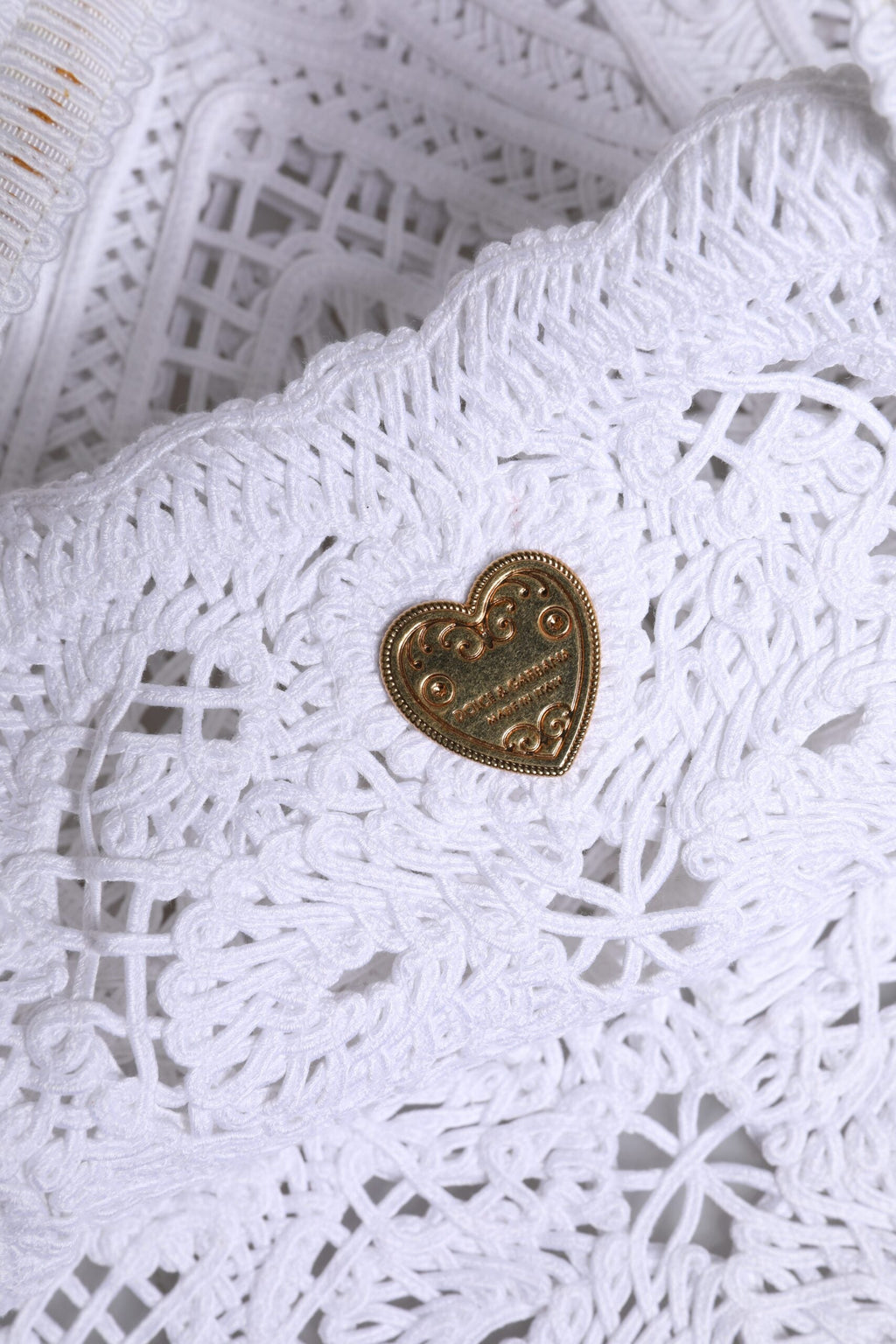 Dolce & Gabbana White Cordonetto Lace Beatrice Tote Shopping Bag Dolce & Gabbana