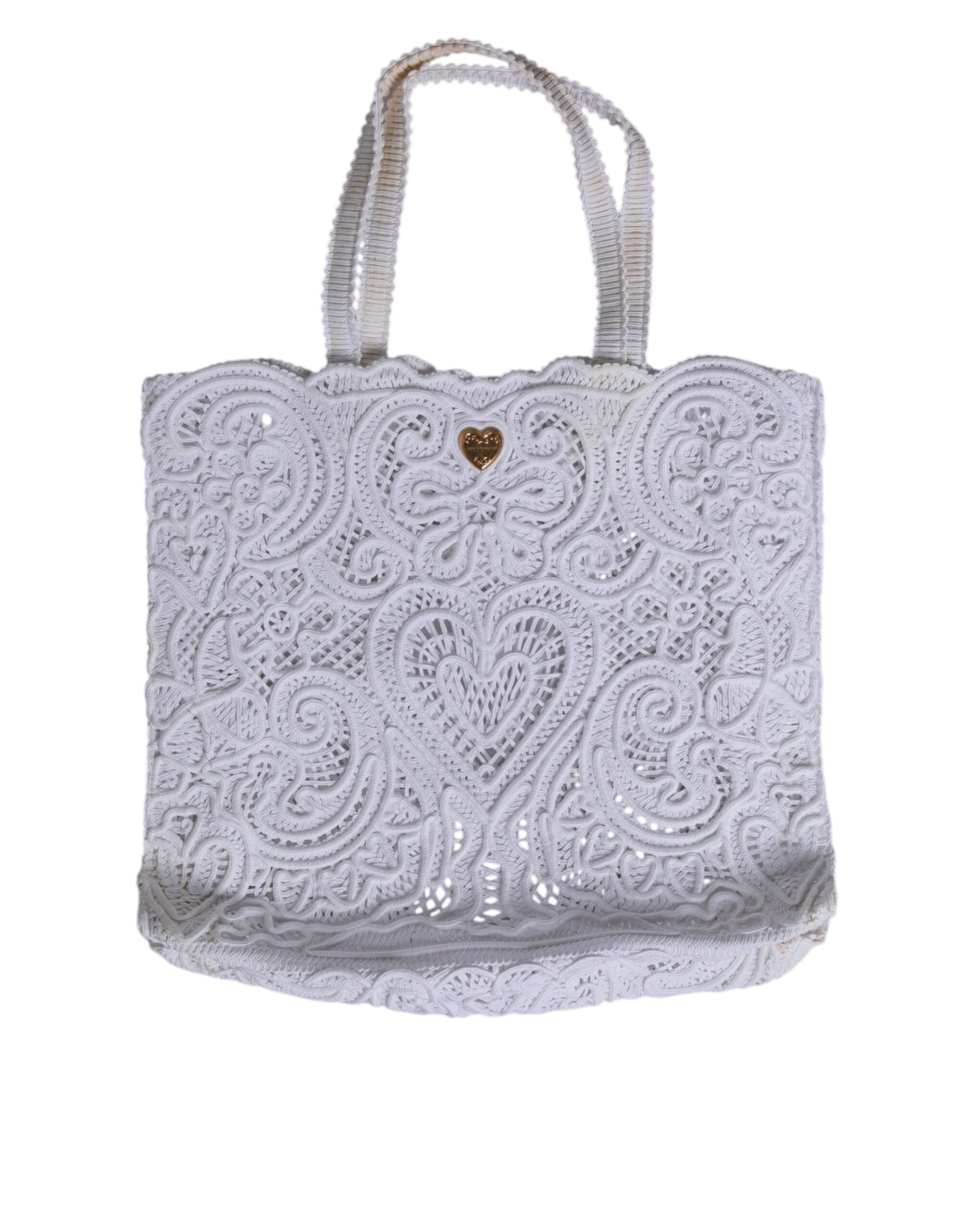 Dolce & Gabbana White Cordonetto Lace Beatrice Tote Shopping Bag Dolce & Gabbana
