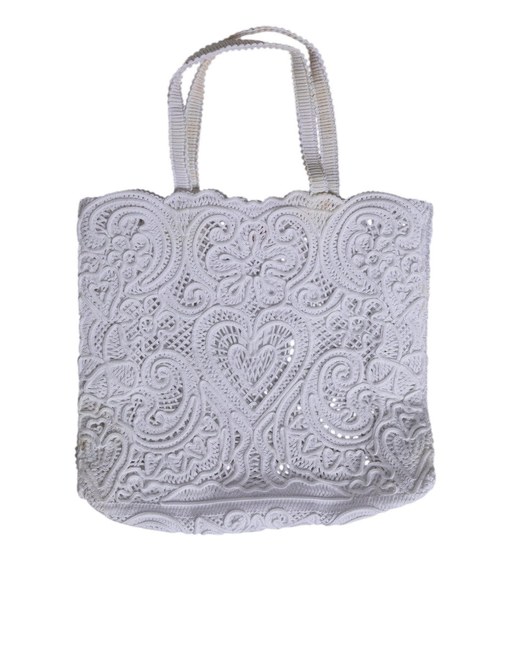 Dolce & Gabbana White Cordonetto Lace Beatrice Tote Shopping Bag Dolce & Gabbana