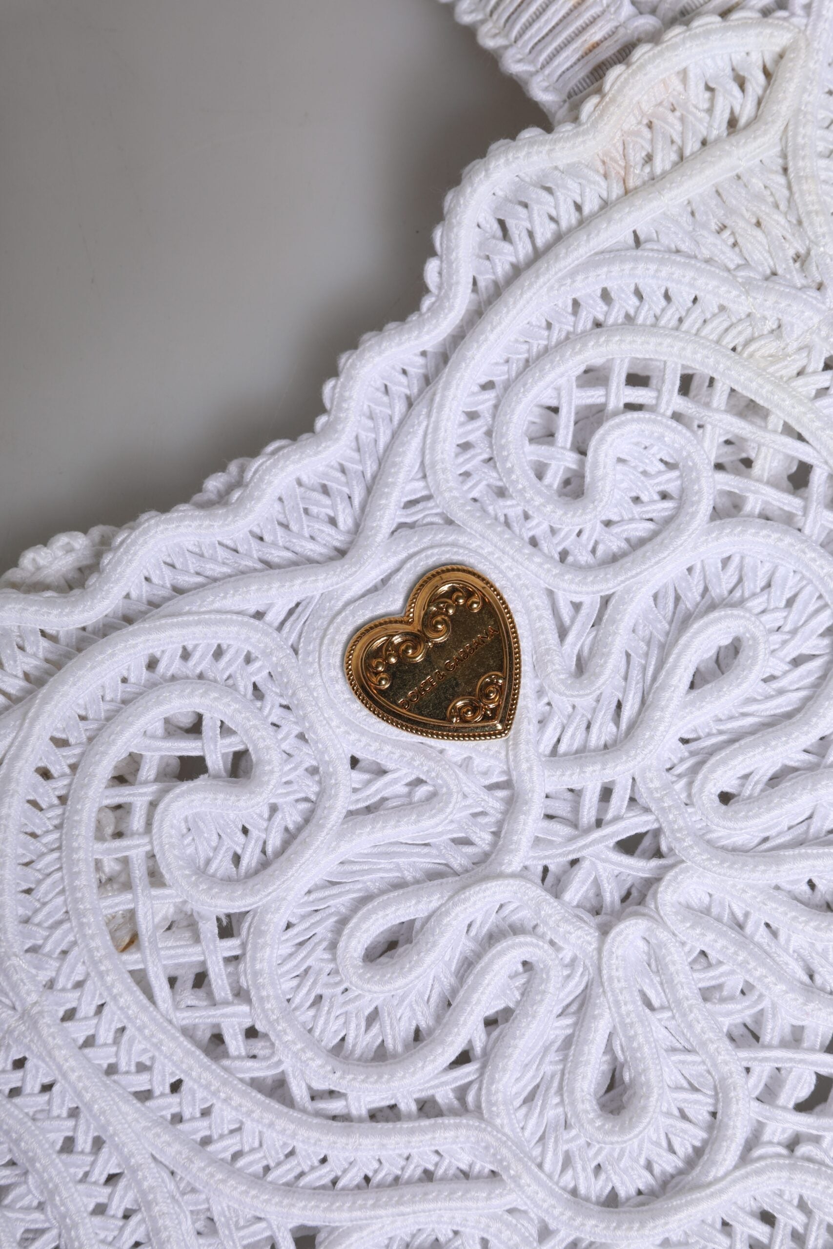 Dolce & Gabbana White Cordonetto Lace Beatrice Tote Shopping Bag Dolce & Gabbana