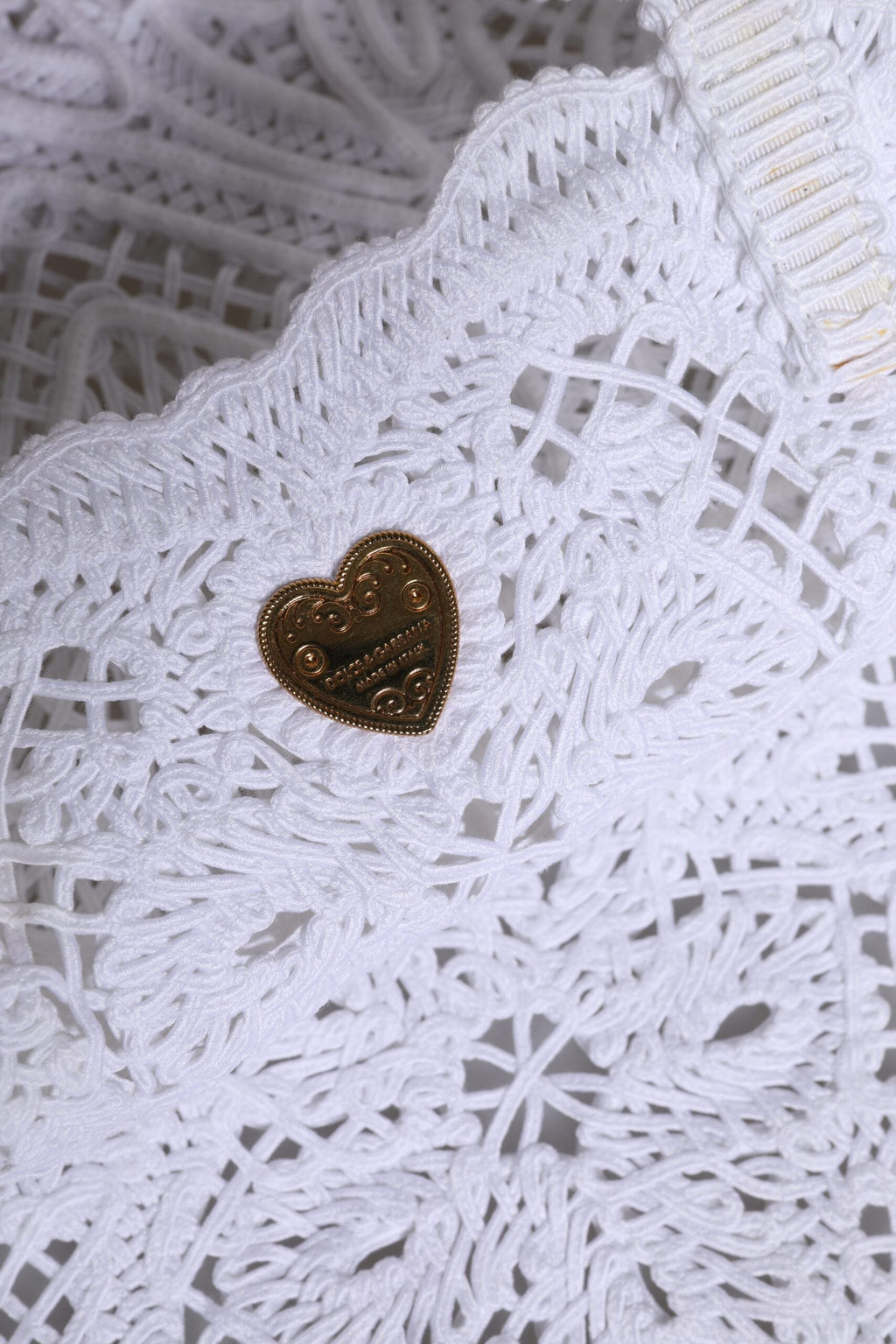 Dolce & Gabbana White Cordonetto Lace Beatrice Tote Shopping Bag Dolce & Gabbana