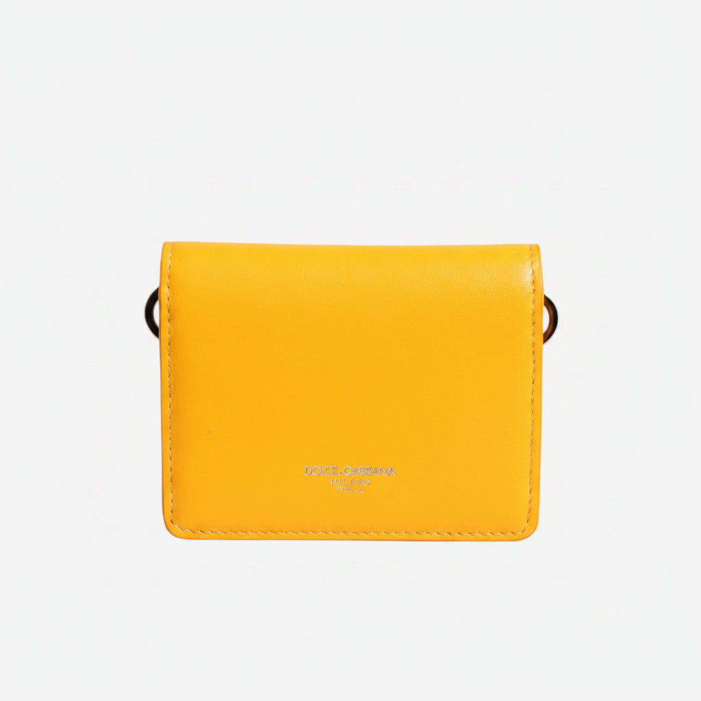 Dolce & Gabbana Yellow Leather Bifold Card Holder Crossbody Bag Dolce & Gabbana