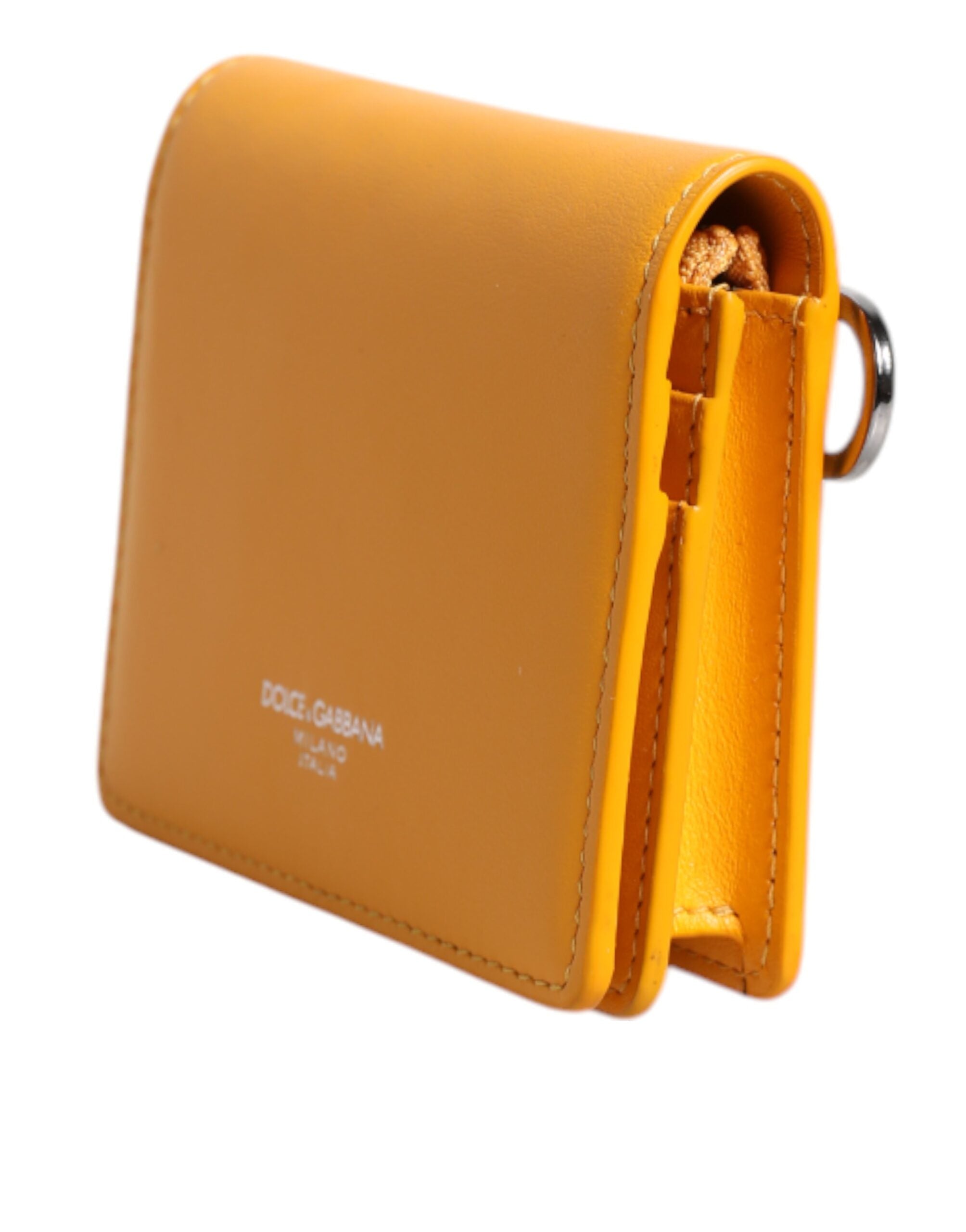 Dolce & Gabbana Yellow Leather Bifold Card Holder Crossbody Bag Dolce & Gabbana