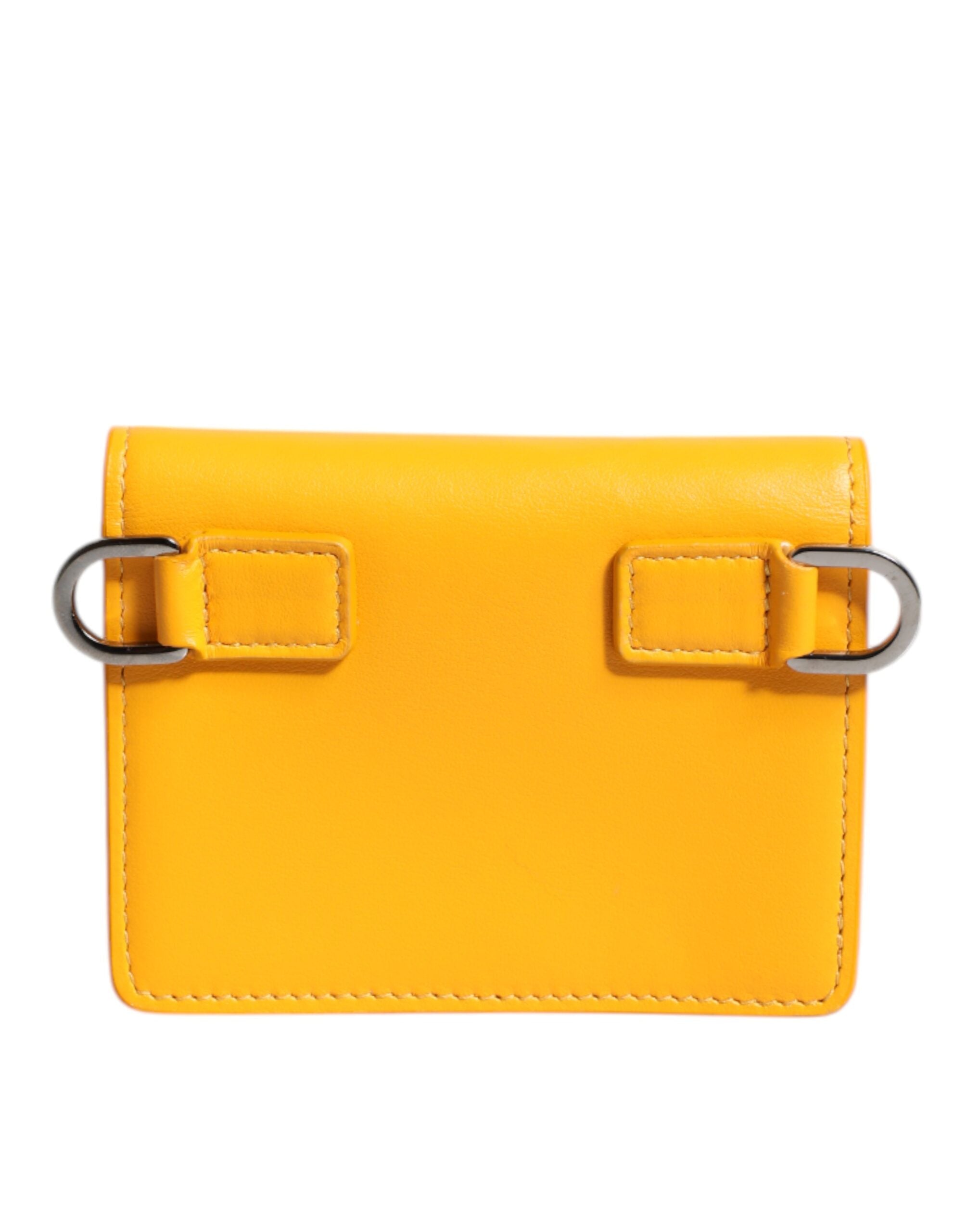 Dolce & Gabbana Yellow Leather Bifold Card Holder Crossbody Bag Dolce & Gabbana
