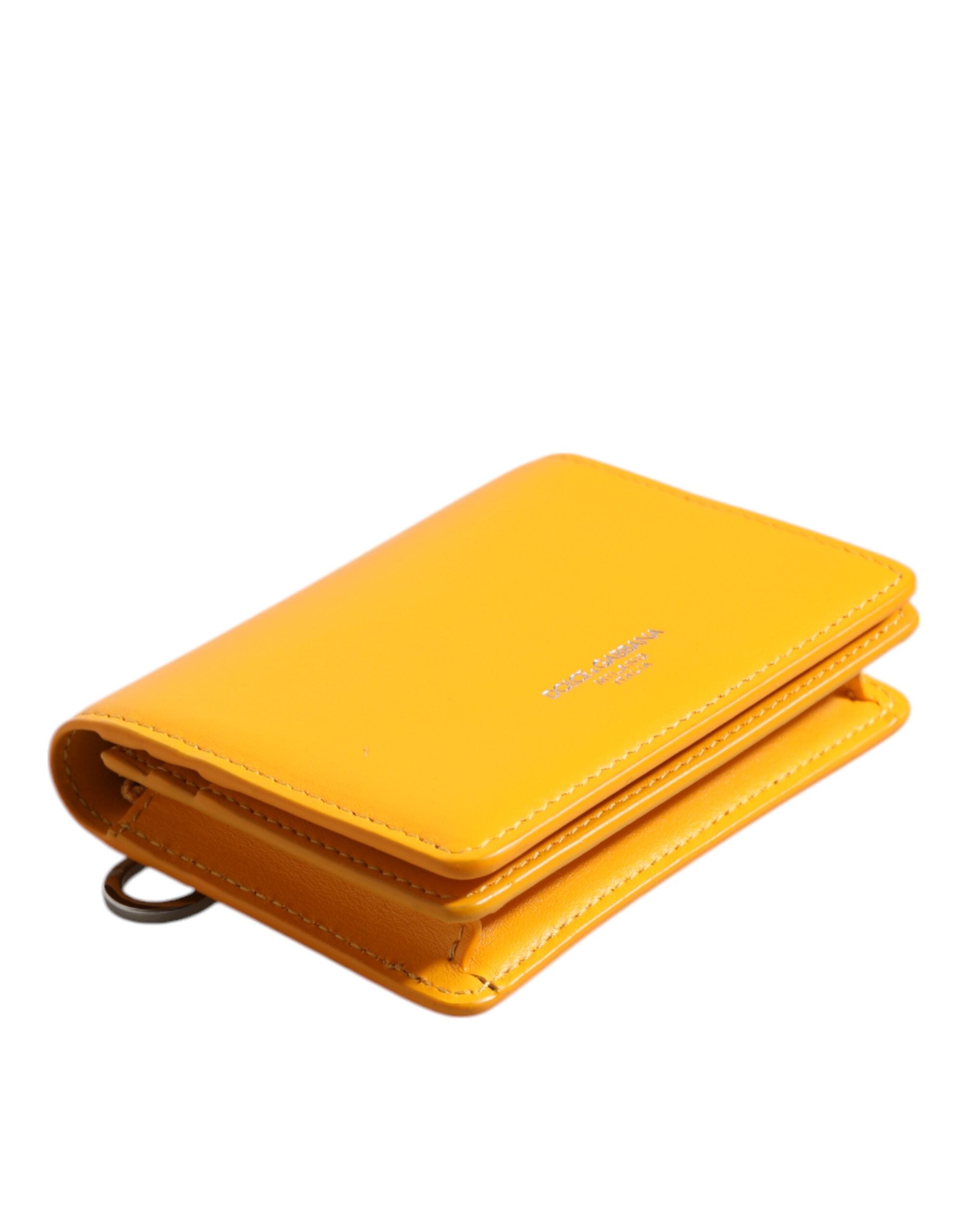 Dolce & Gabbana Yellow Leather Bifold Card Holder Crossbody Bag Dolce & Gabbana