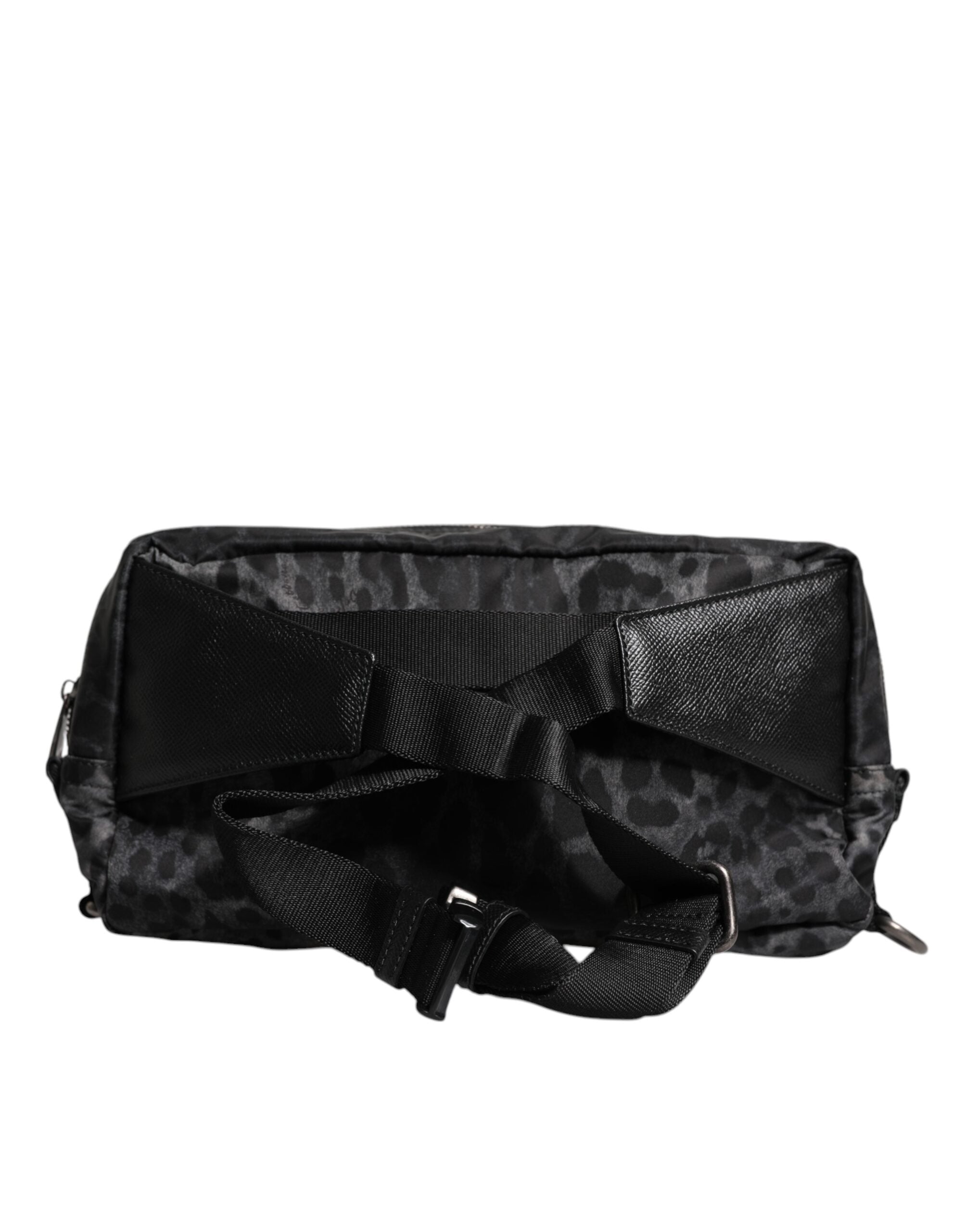 Dolce & Gabbana Black Gray DG Logo Belt Bag with Leopard Detail Dolce & Gabbana