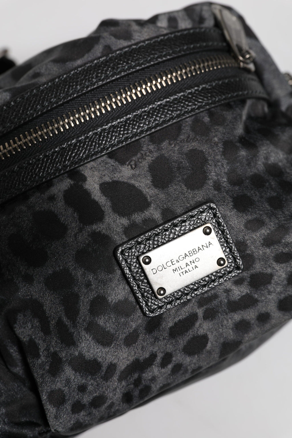 Dolce & Gabbana Black Gray DG Logo Belt Bag with Leopard Detail Dolce & Gabbana