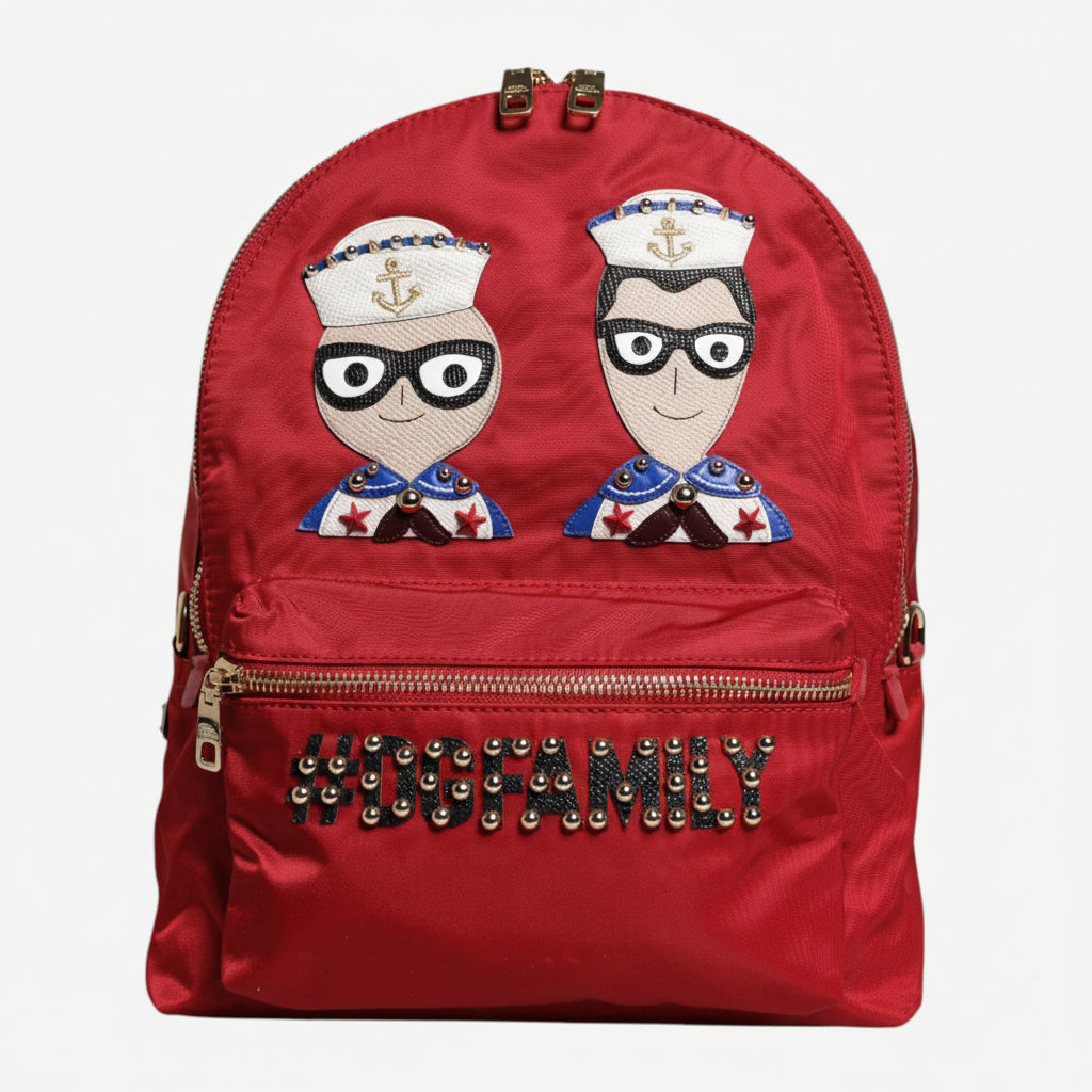 Dolce & Gabbana Red #DGFAMILY VULCANO Embellishment Backpack Bag Dolce & Gabbana