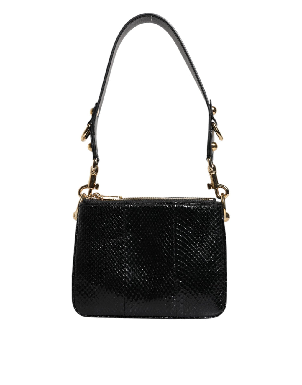 Dolce & Gabbana Black Exotic Leather Gold Hardware Shoulder Clutch Bag Dolce & Gabbana