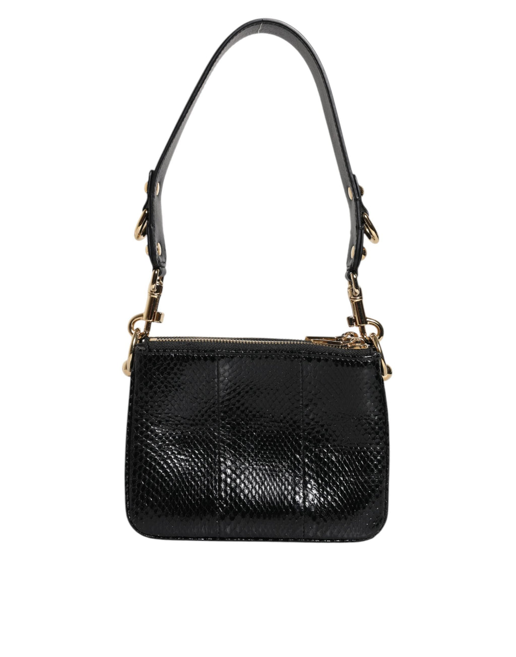Dolce & Gabbana Black Exotic Leather Gold Hardware Shoulder Clutch Bag Dolce & Gabbana