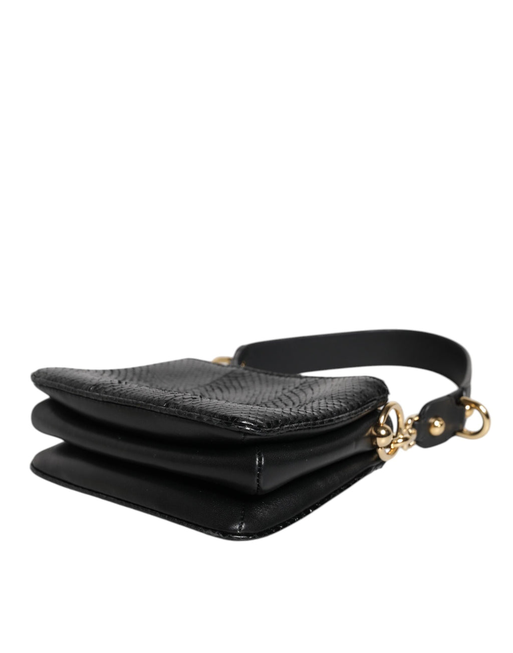 Dolce & Gabbana Black Exotic Leather Gold Hardware Shoulder Clutch Bag Dolce & Gabbana