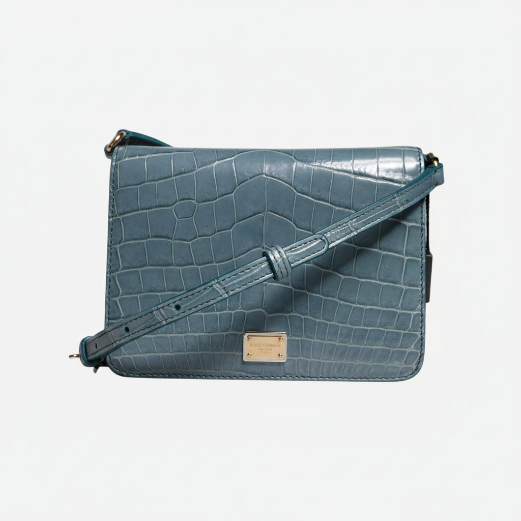 Dolce & Gabbana Green Exotic Leather DG Plaque Crossbody Mini Bag Dolce & Gabbana