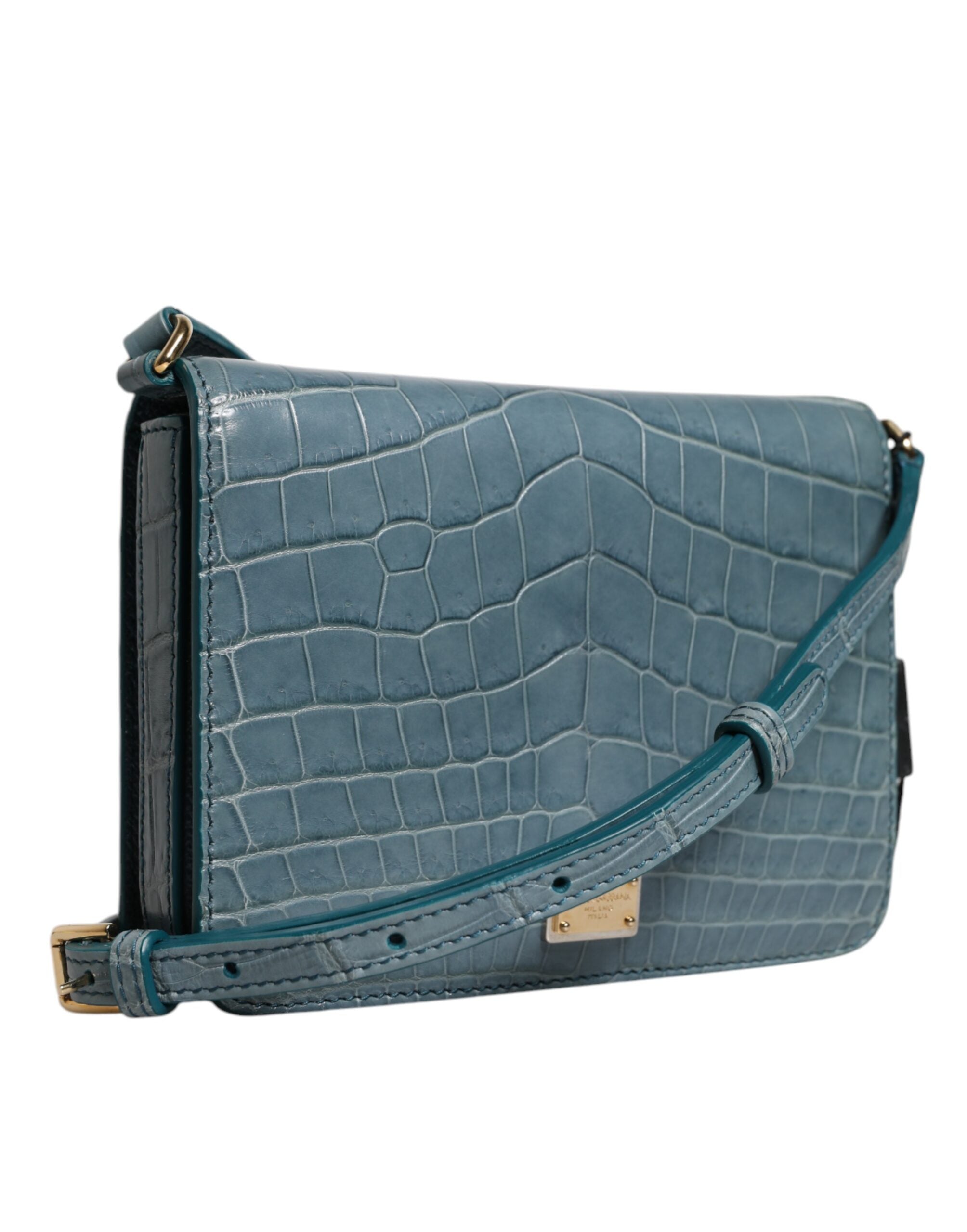 Dolce & Gabbana Green Crocodile & Calf Leather DG Plaque Crossbody Mini Bag Dolce & Gabbana