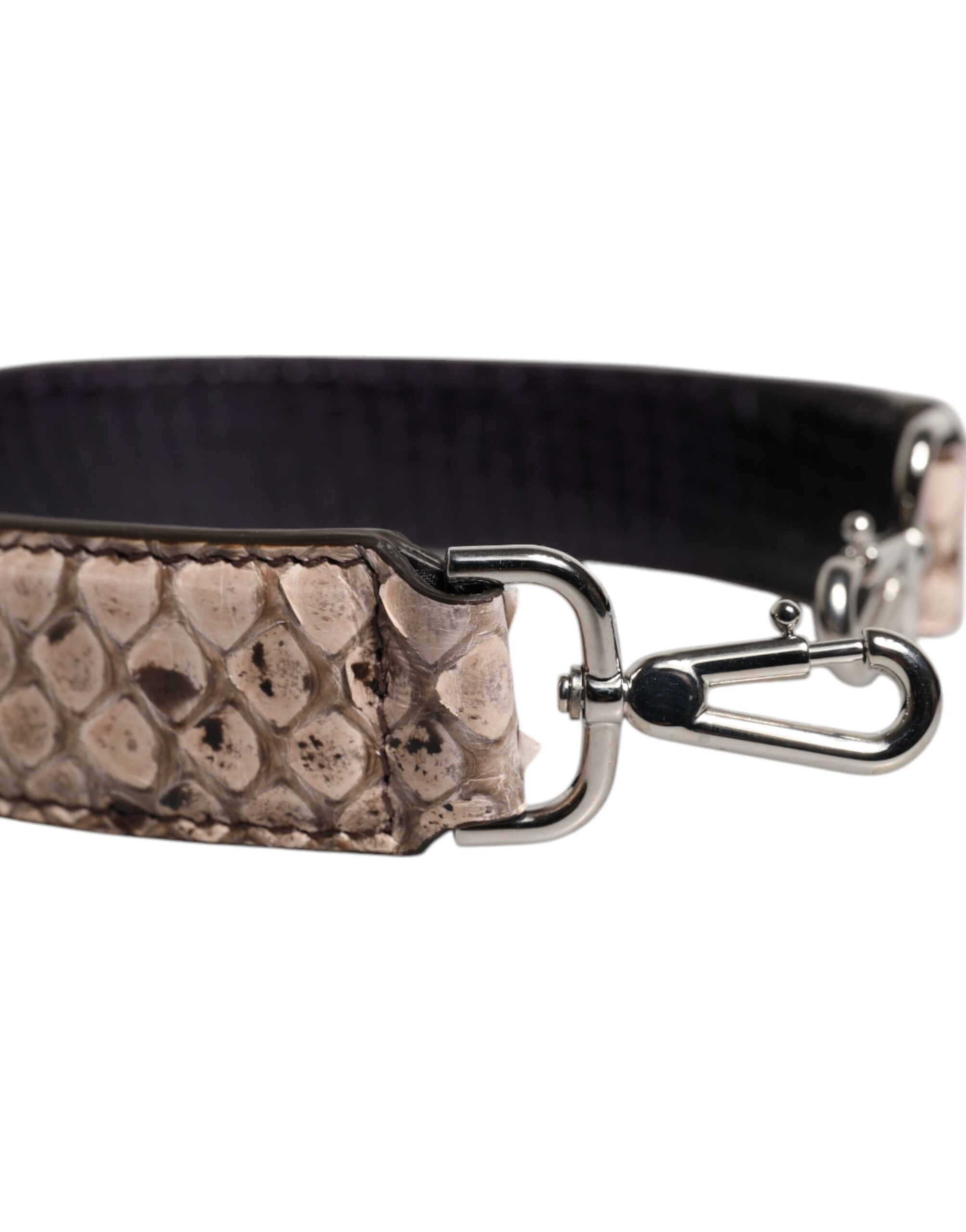 Dolce & Gabbana Black Cream Exotic Leather Bag Shoulder Strap Dolce & Gabbana