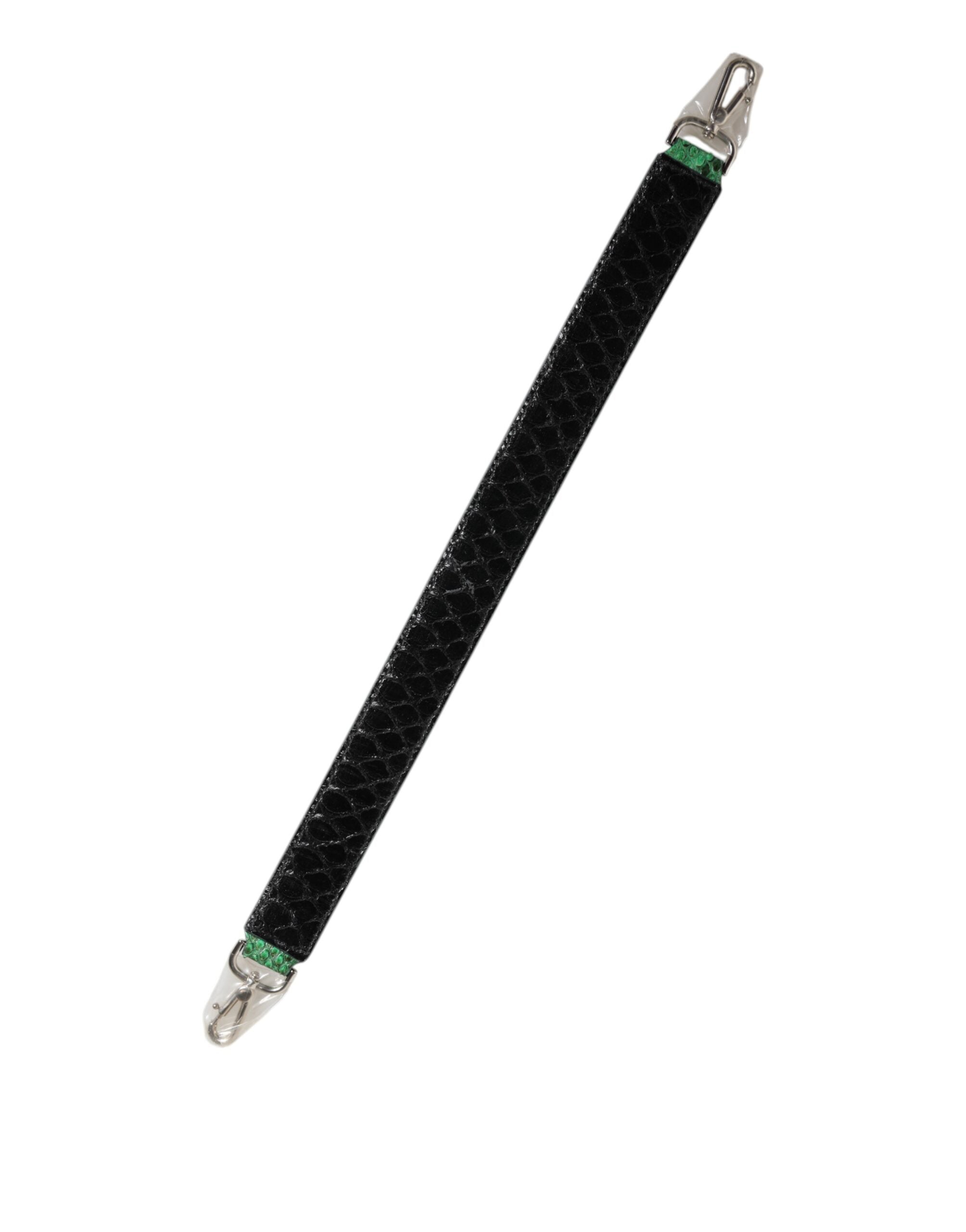 Dolce & Gabbana Black Green Python Leather Bag Shoulder Strap Dolce & Gabbana