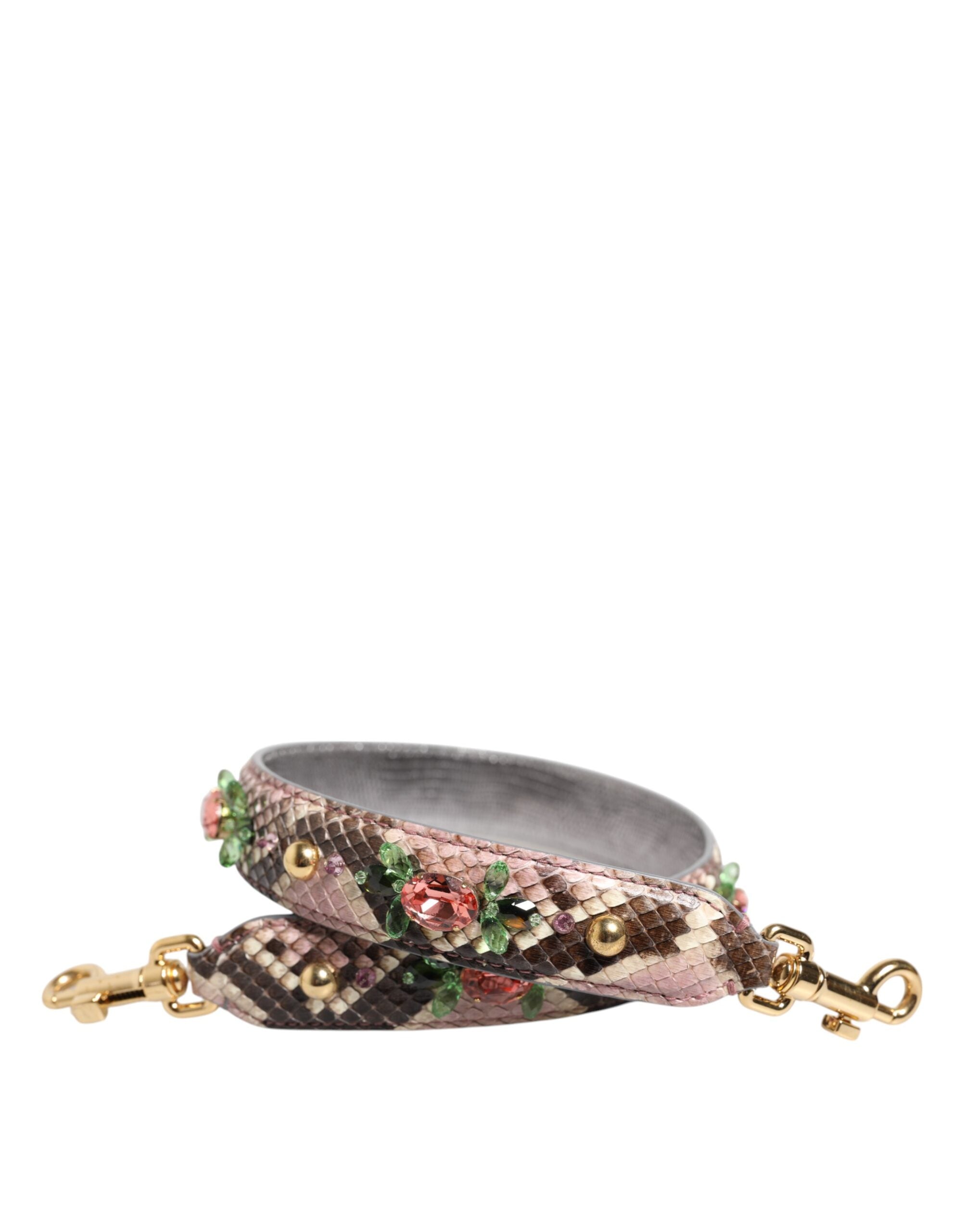 Dolce & Gabbana Multicolor Python Embellished Crystal Stud Shoulder Strap Dolce & Gabbana