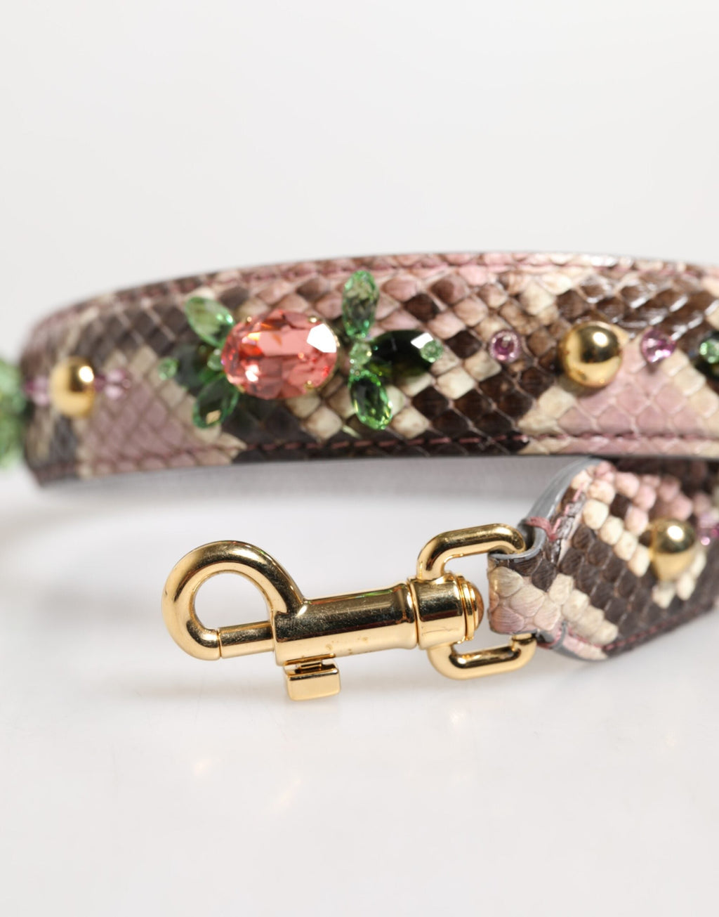 Dolce & Gabbana Multicolor Python Embellished Crystal Stud Shoulder Strap Dolce & Gabbana