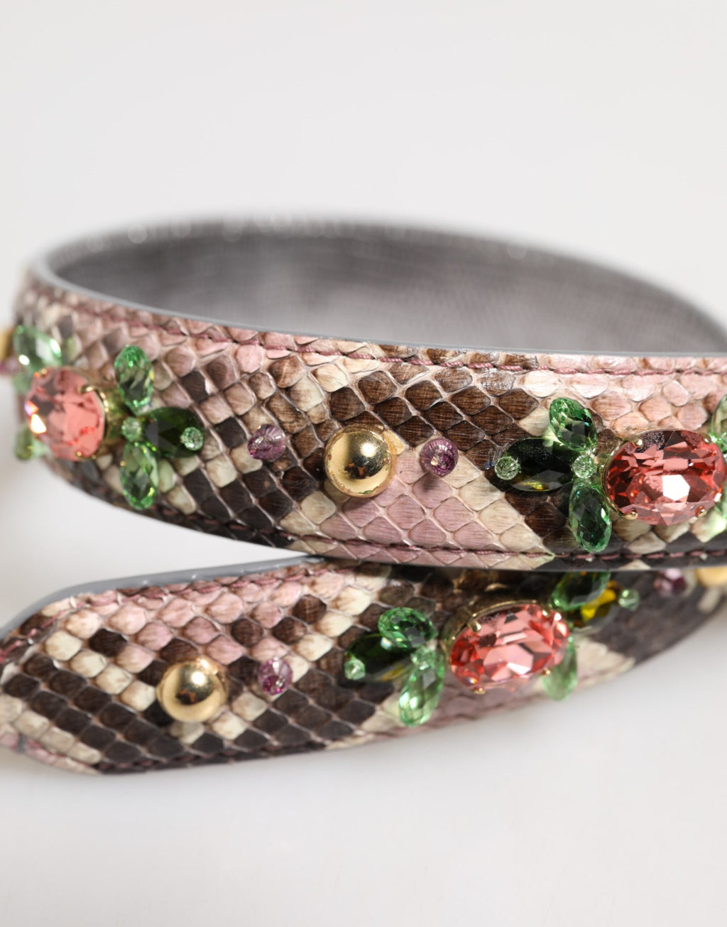Dolce & Gabbana Multicolor Python Embellished Crystal Stud Shoulder Strap Dolce & Gabbana