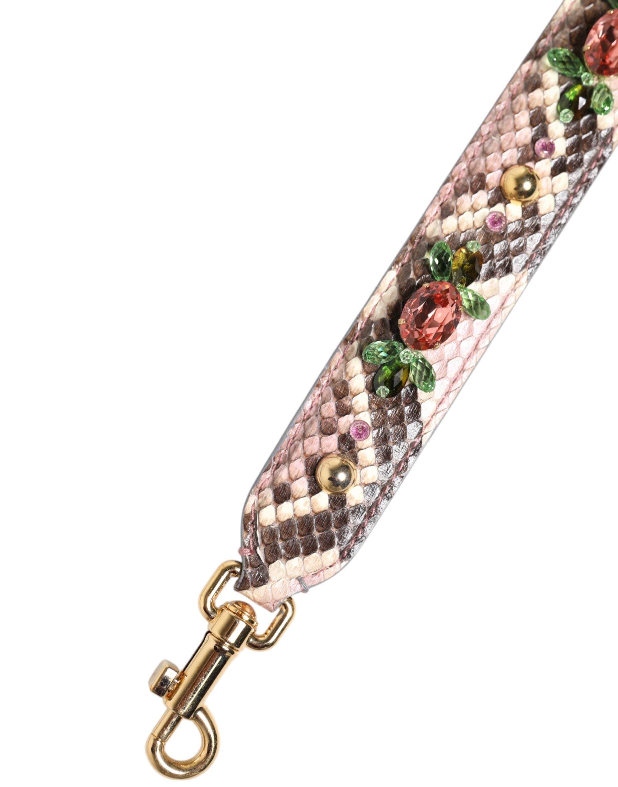Dolce & Gabbana Multicolor Python Embellished Crystal Stud Shoulder Strap Dolce & Gabbana