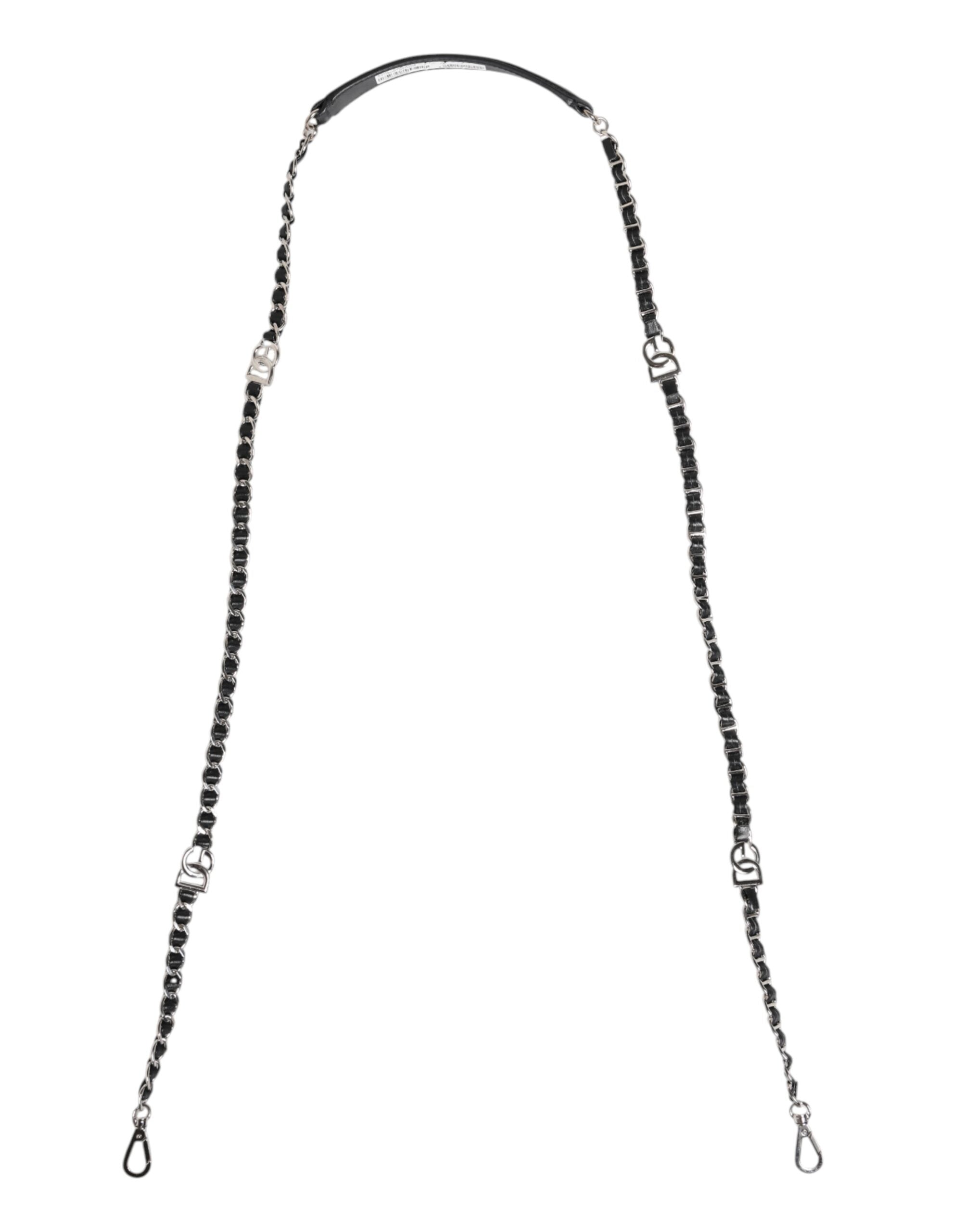Dolce & Gabbana Black Leather DG Logo Chain Bag Shoulder Strap Dolce & Gabbana