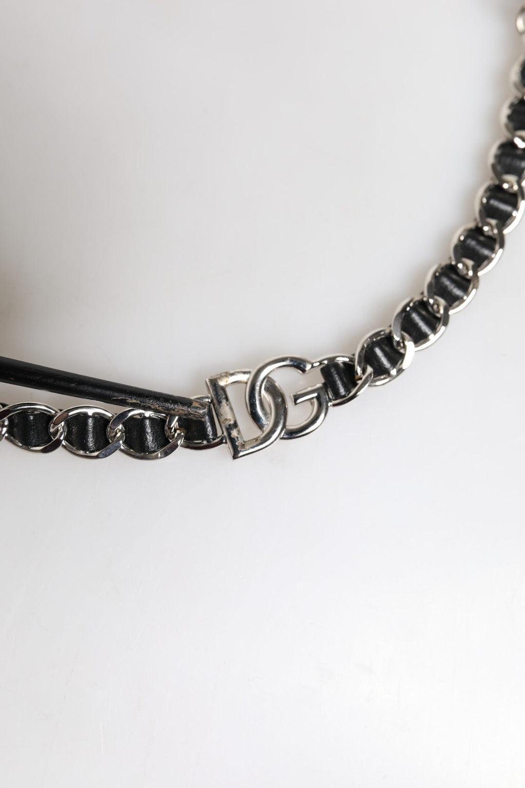 Dolce & Gabbana Black Leather DG Logo Chain Bag Shoulder Strap Dolce & Gabbana