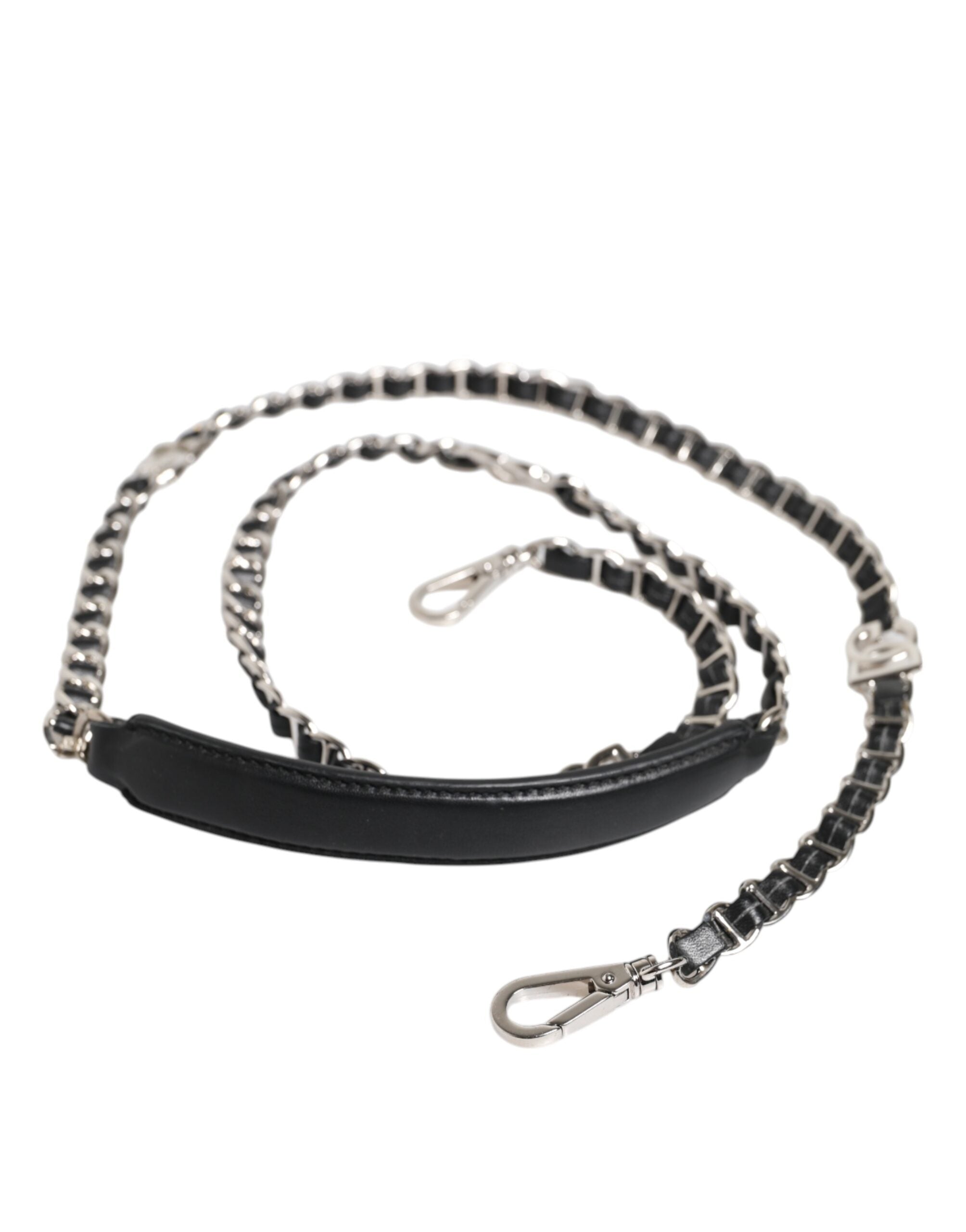 Dolce & Gabbana Black Leather DG Logo Chain Bag Shoulder Strap Dolce & Gabbana
