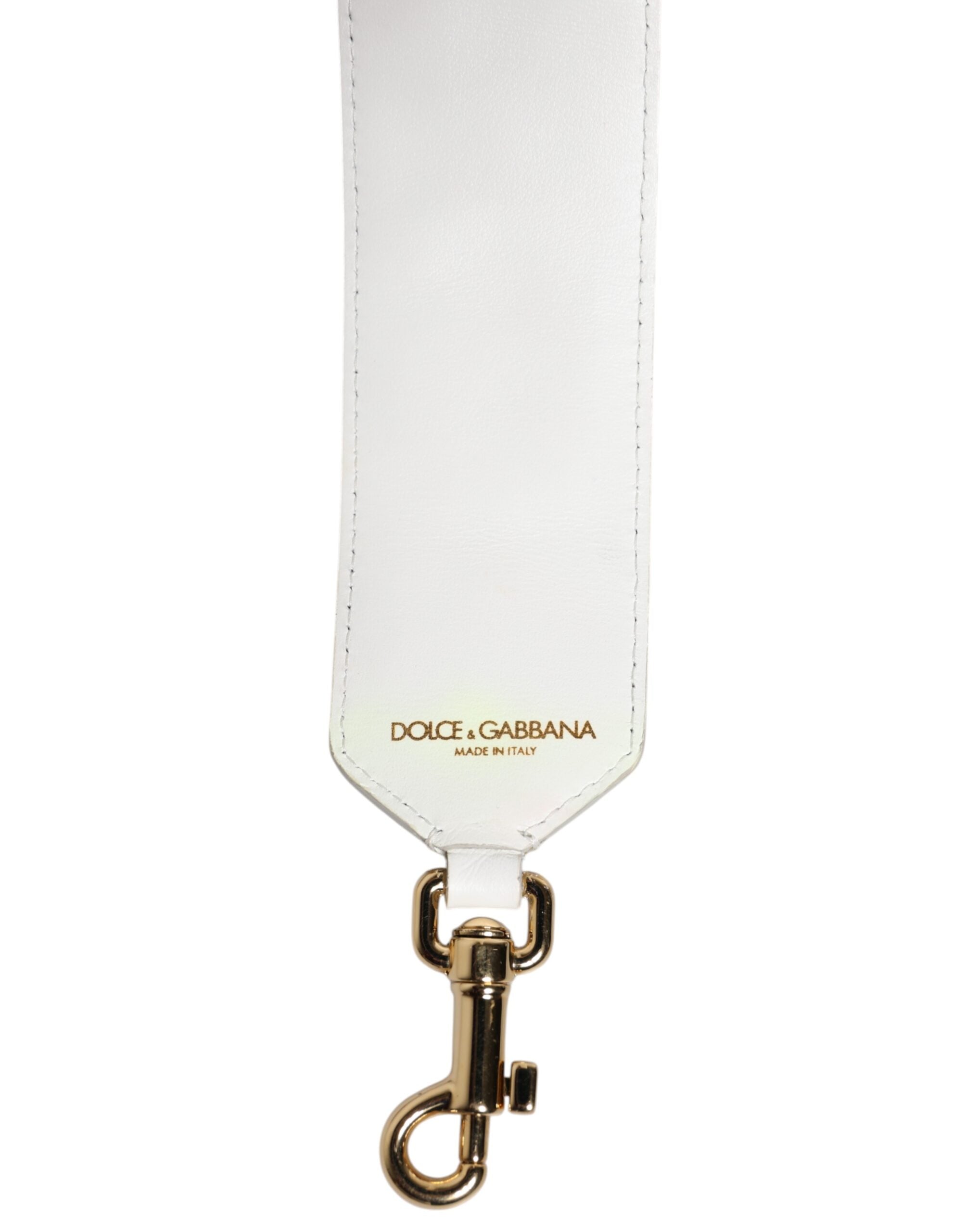 Dolce & Gabbana White Calfskin Raffia Embroidered Patchwork Shoulder Strap Dolce & Gabbana
