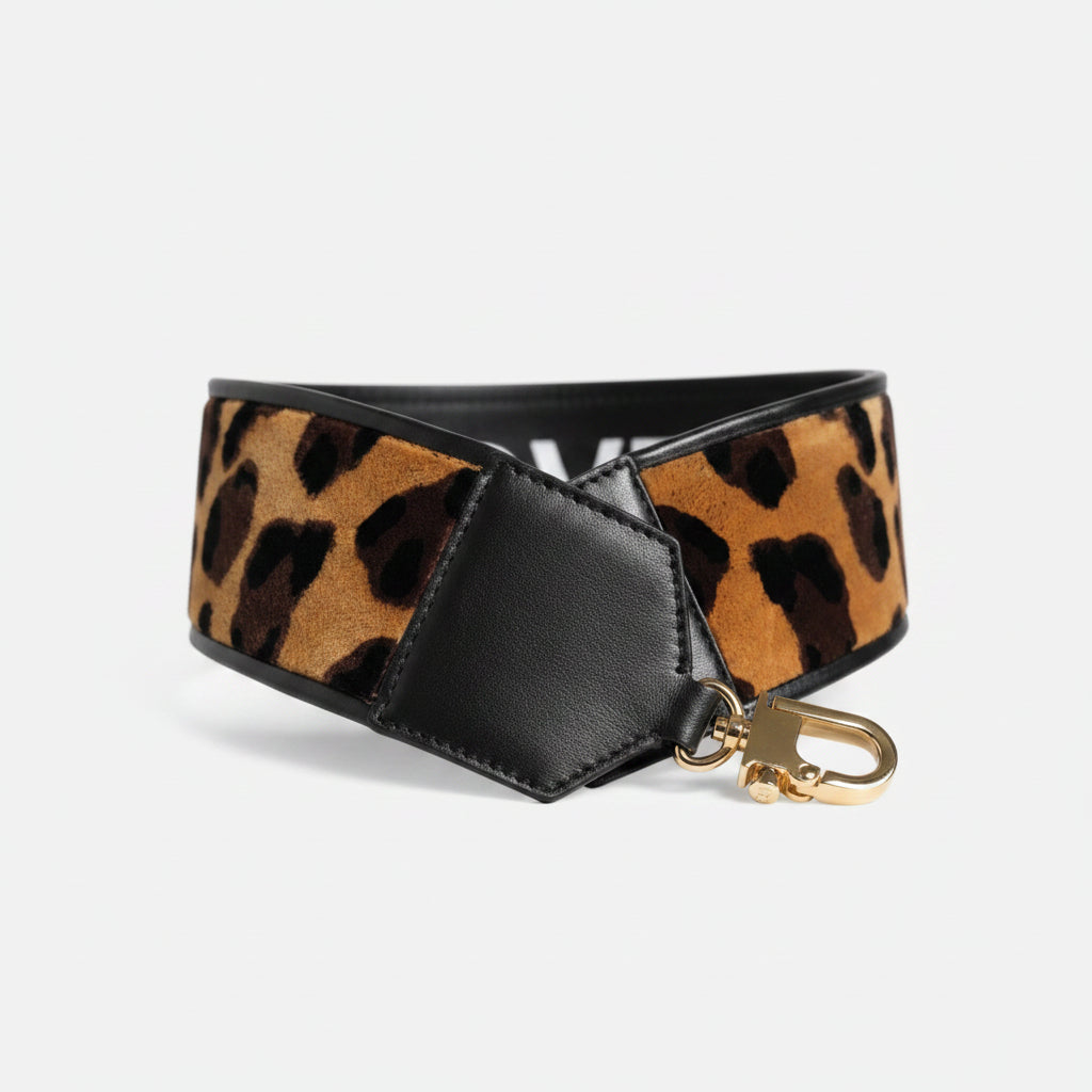 Dolce & Gabbana Black Leopard Print Reversible Bag Shoulder Strap Dolce & Gabbana