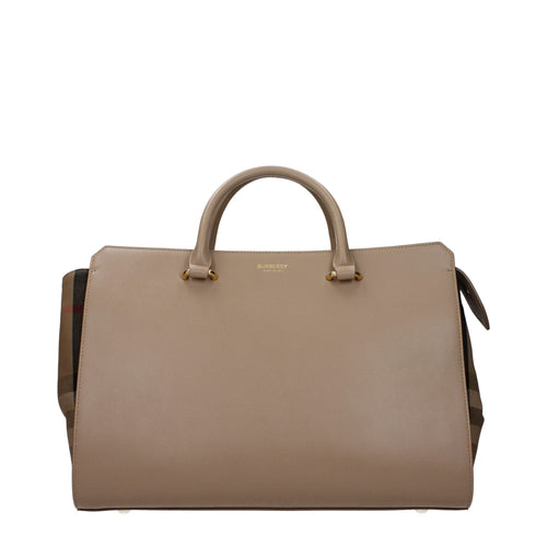 Burberry Chestnut Beige Check Leather Medium Handbag Burberry