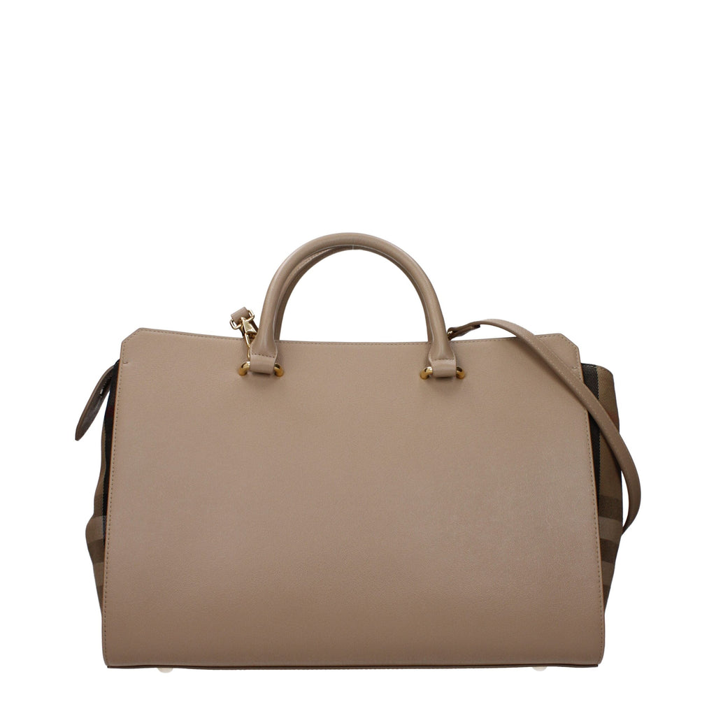 Burberry Chestnut Beige Check Leather Medium Handbag Burberry