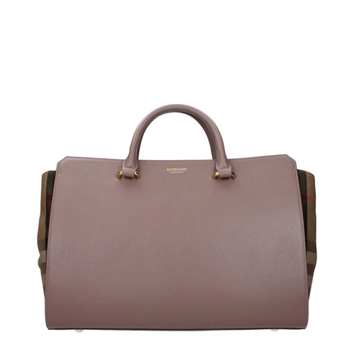 Burberry Gray Check Leather Medium Handbag Burberry