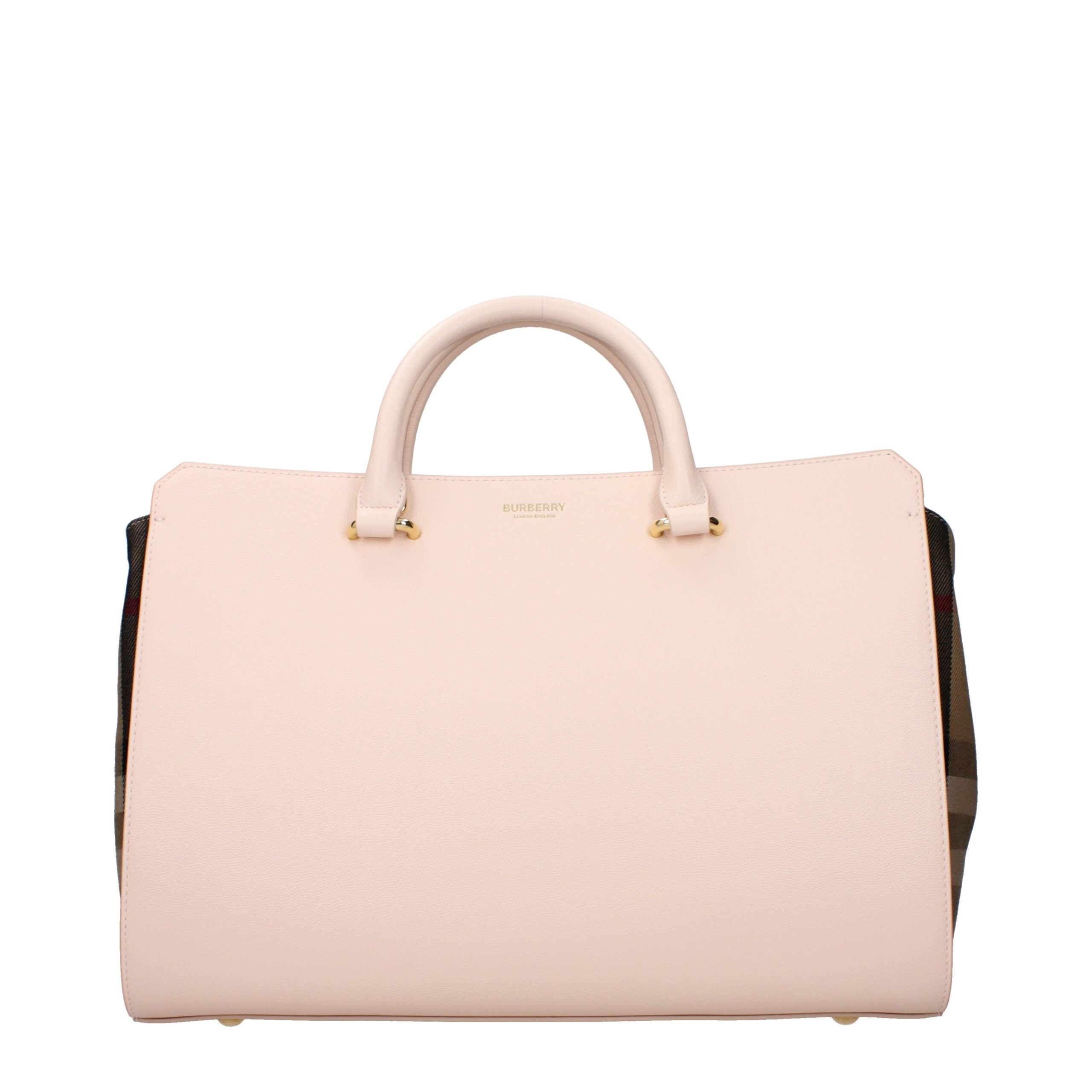Burberry Pink Check Leather Medium Handbag Burberry