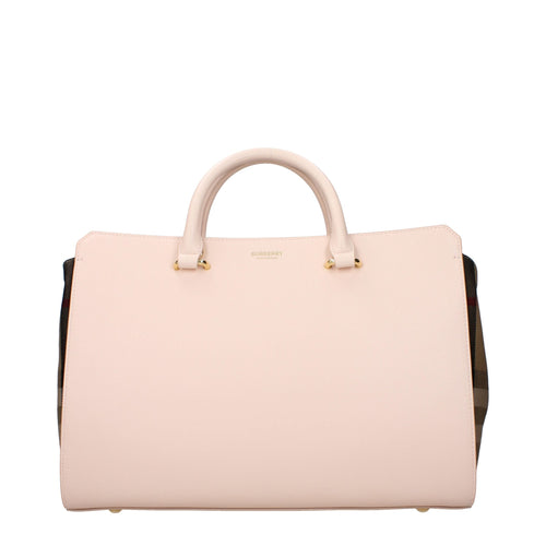 Burberry Pink Check Leather Medium Handbag Burberry