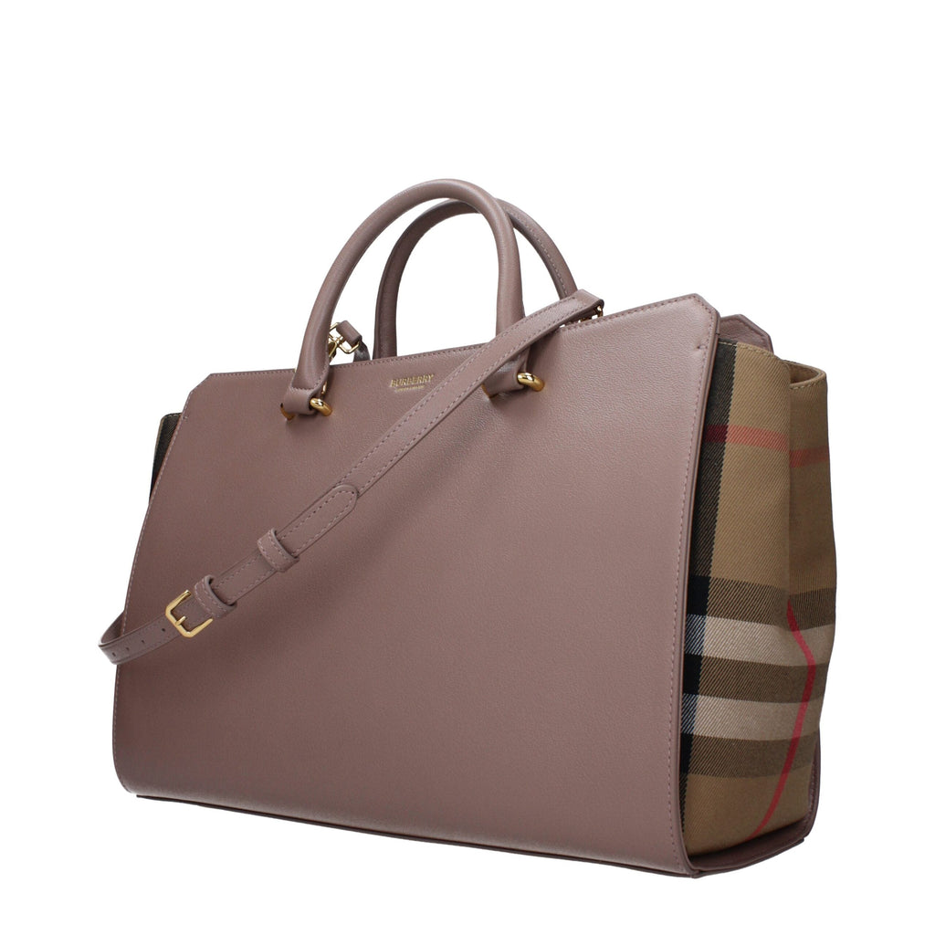 Burberry Gray Check Leather Medium Handbag Burberry