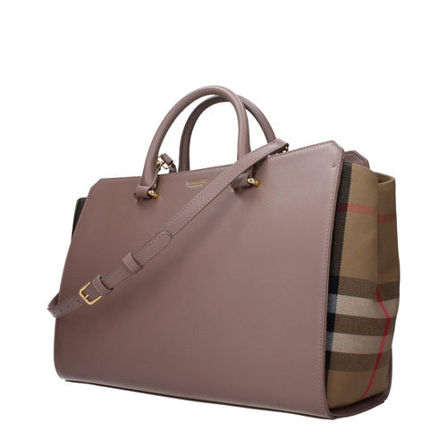 Burberry Gray Check Leather Medium Handbag Burberry