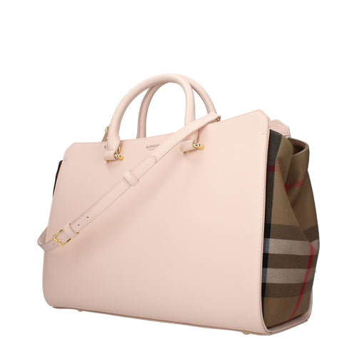 Burberry Pink Check Leather Medium Handbag Burberry