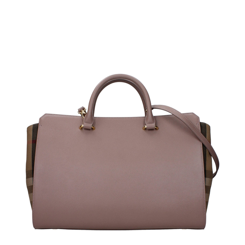 Burberry Gray Check Leather Medium Handbag Burberry